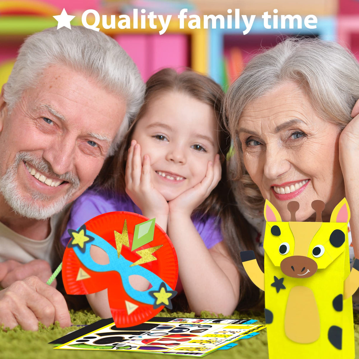 KRAFUN My First Safari Animal Paper Craft Kit, 16 DIY Arts and Crafts Zoo Animal, Organized Craft Activities Supplies Box Assembling Creative Toys for Toddlers, Boys, Girls 3-8 Years Old KRAFUN