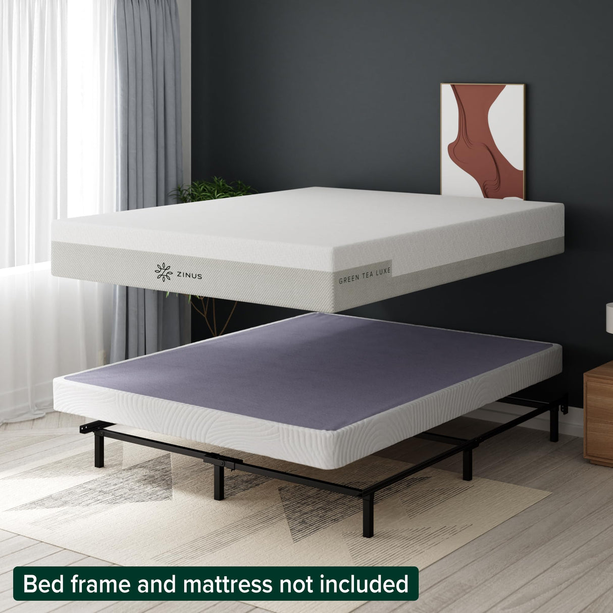 ZINUS Edgar 4 Inch Bamboo Box Spring, Mattress Foundation, Sturdy Bamboo Structure, Low Profile, Easy Assembly, Full Zinus