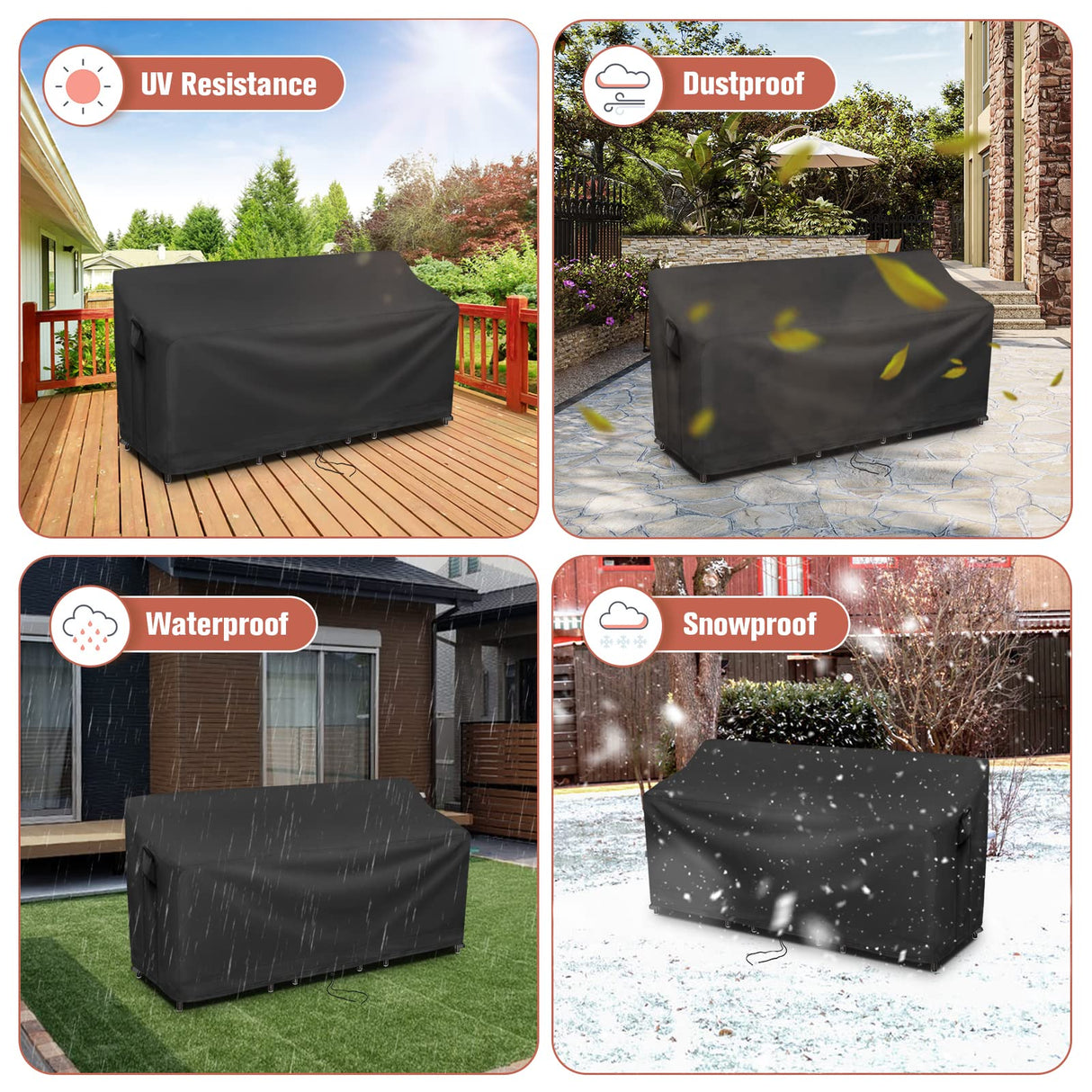 Kingling Patio Furniture Covers for 3 Piece Patio Chairs Set, Outdoor Furniture Cover Waterproof Wicker Chairs Cover - 75"L X32"W X31"H Kingling