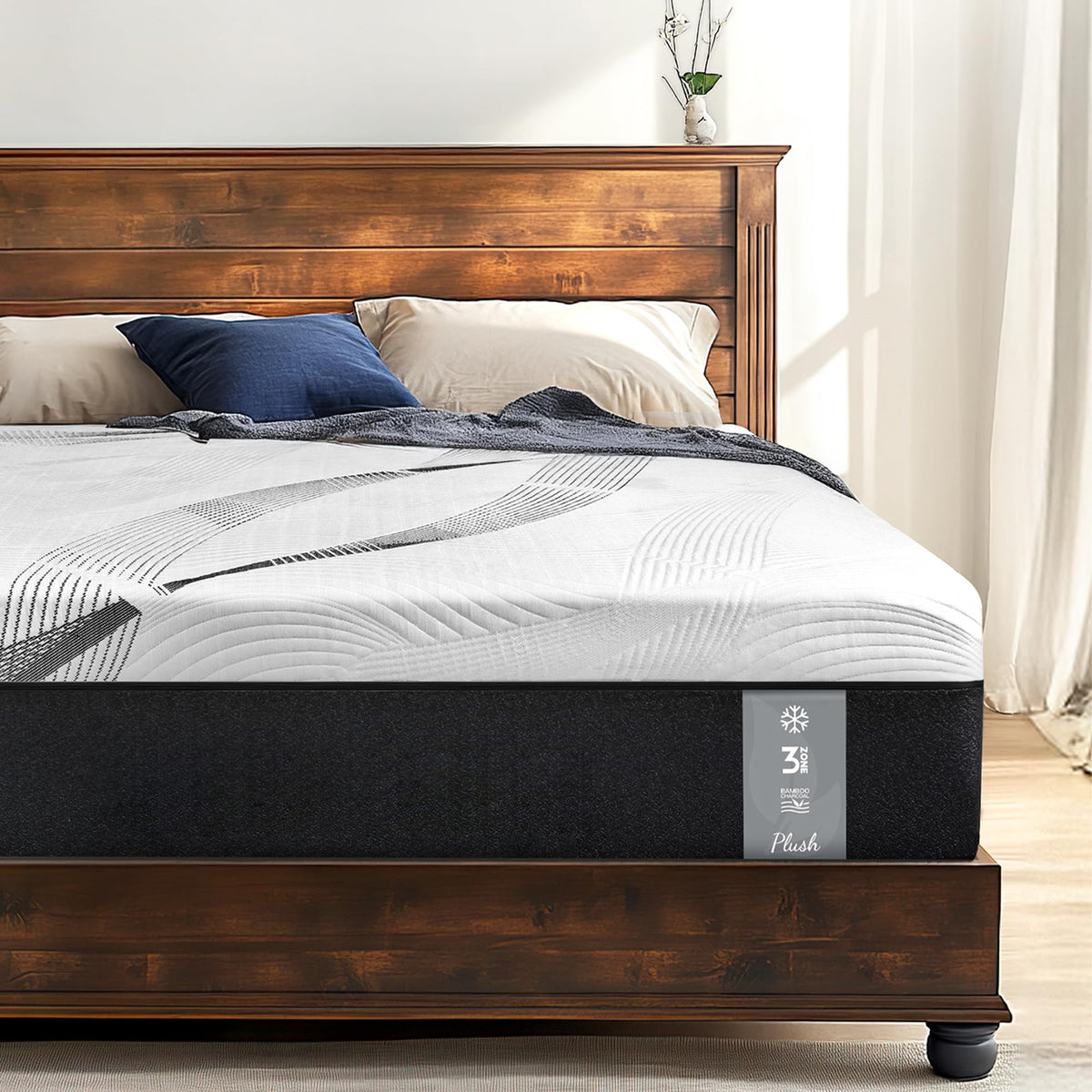 Life Balance 14 Inch Hybrid Mattress King Size, Plush Mattress for Side Sleepers, Cooling Bamboo Charcoal Gel Foam and Pocket Springs, Motion Isolation, Edge Support, CertiPUR-US, Made in USA Life Balance