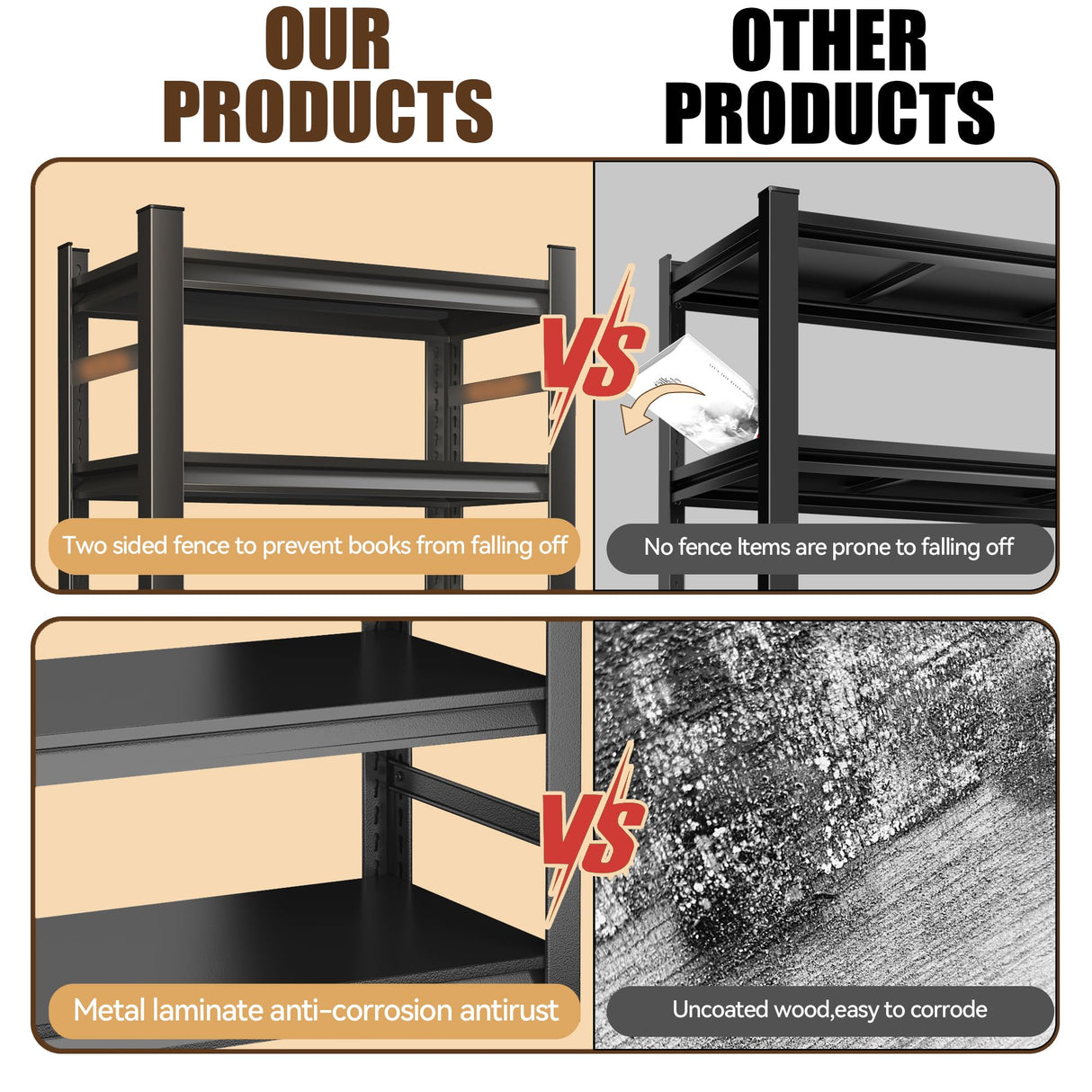 Book Shelf, 5 Tier Metal Wide Bookshelves, Adjustable Modern Book Shelves, Narrow Book Shelving for Small Spaces, Tall Decorative Bookshelf for Home Office/Living Room/Library (18"D x 47.24"W x 78"H) Notmise