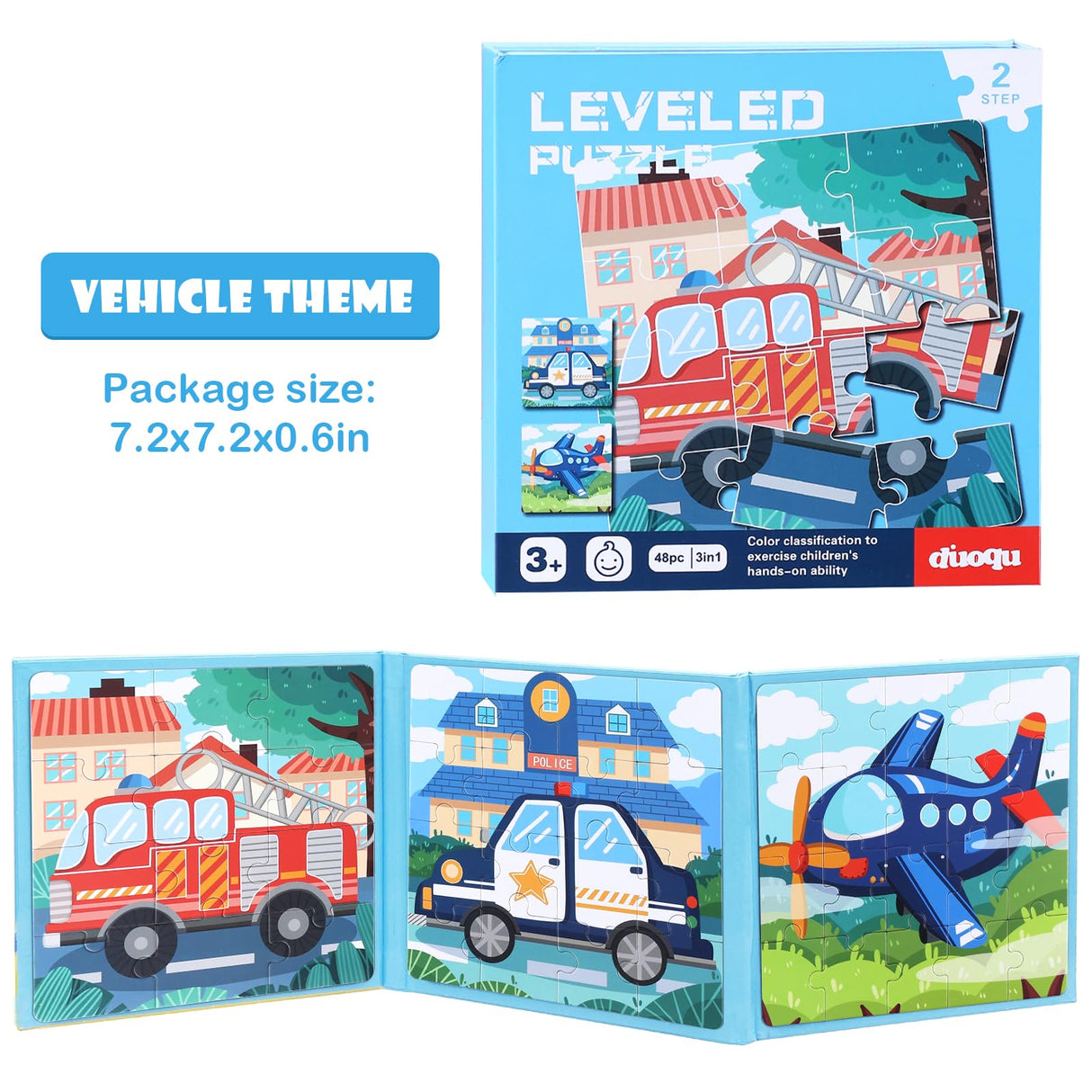 Magnetic Puzzles for Kids Ages 3-5, 3 in 1 Vehicle Toddlers Magnet Jigsaw Puzzle Book, Kids Travel Road Trip Puzzle Toys for Boys and Girls Ages 4-8 (Vehicle(12-16-20)) BBtinker