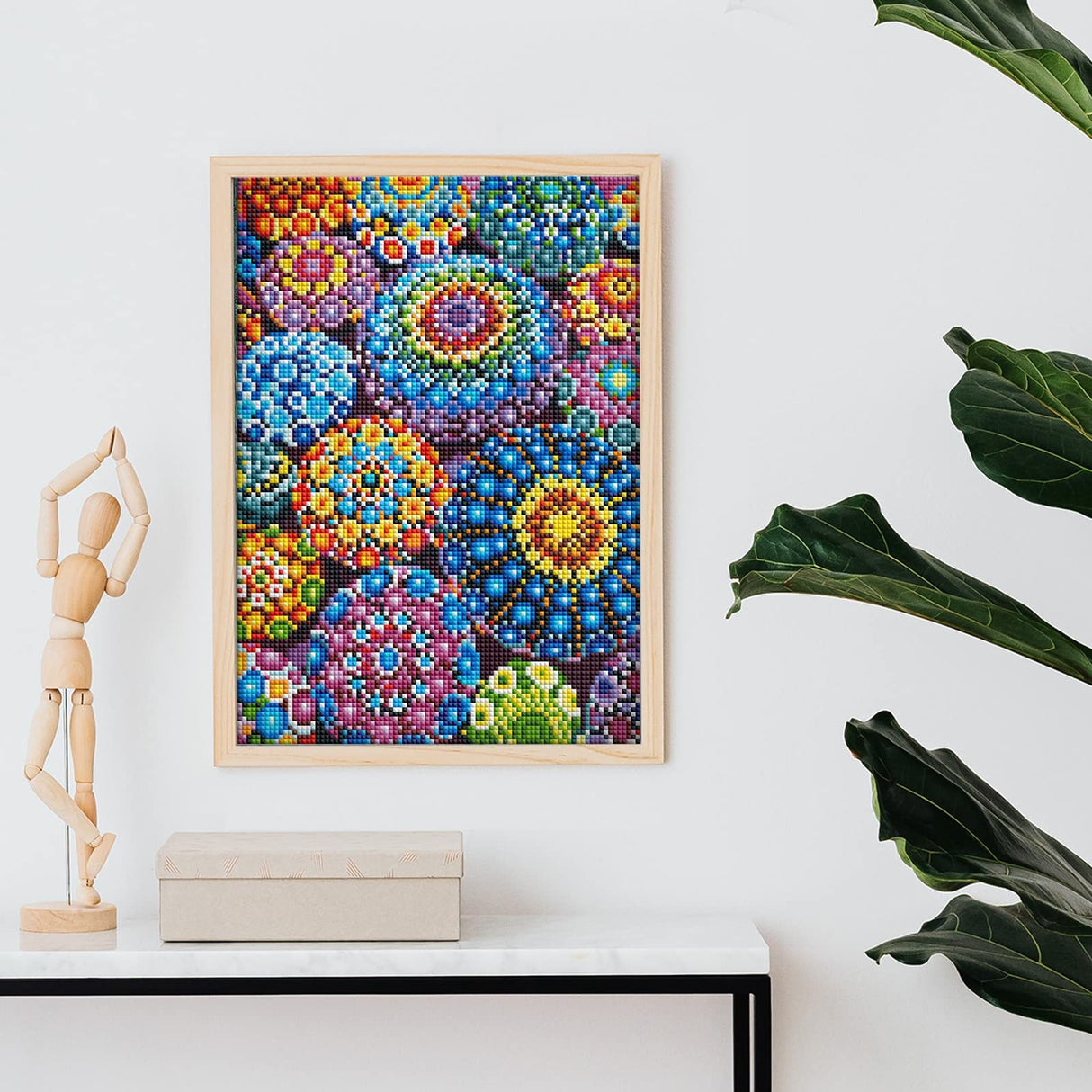 Colourful Artistry DIY 5D Diamond Painting by Number Kits -Mandala Stones Diamond Crystal Gem Art Painting with Full Drill Round Diamond - Perfect for Home Wall Decor Birthday Gifts for Women ROOHOME