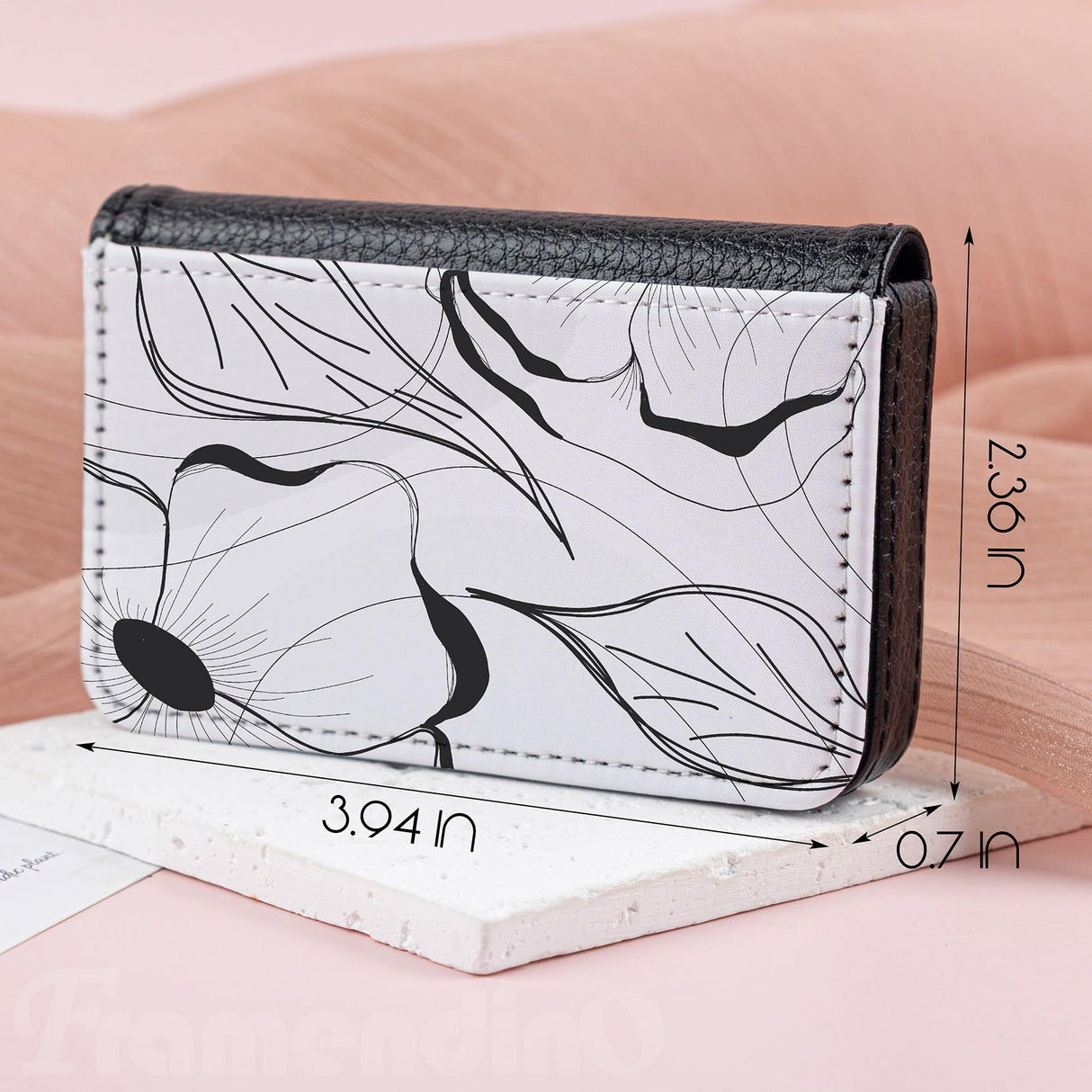 Framendino, 4 Pack Sublimation Blank Business Card Holder PU Leather Name Card Case Pocket for Office Supplies Framendino