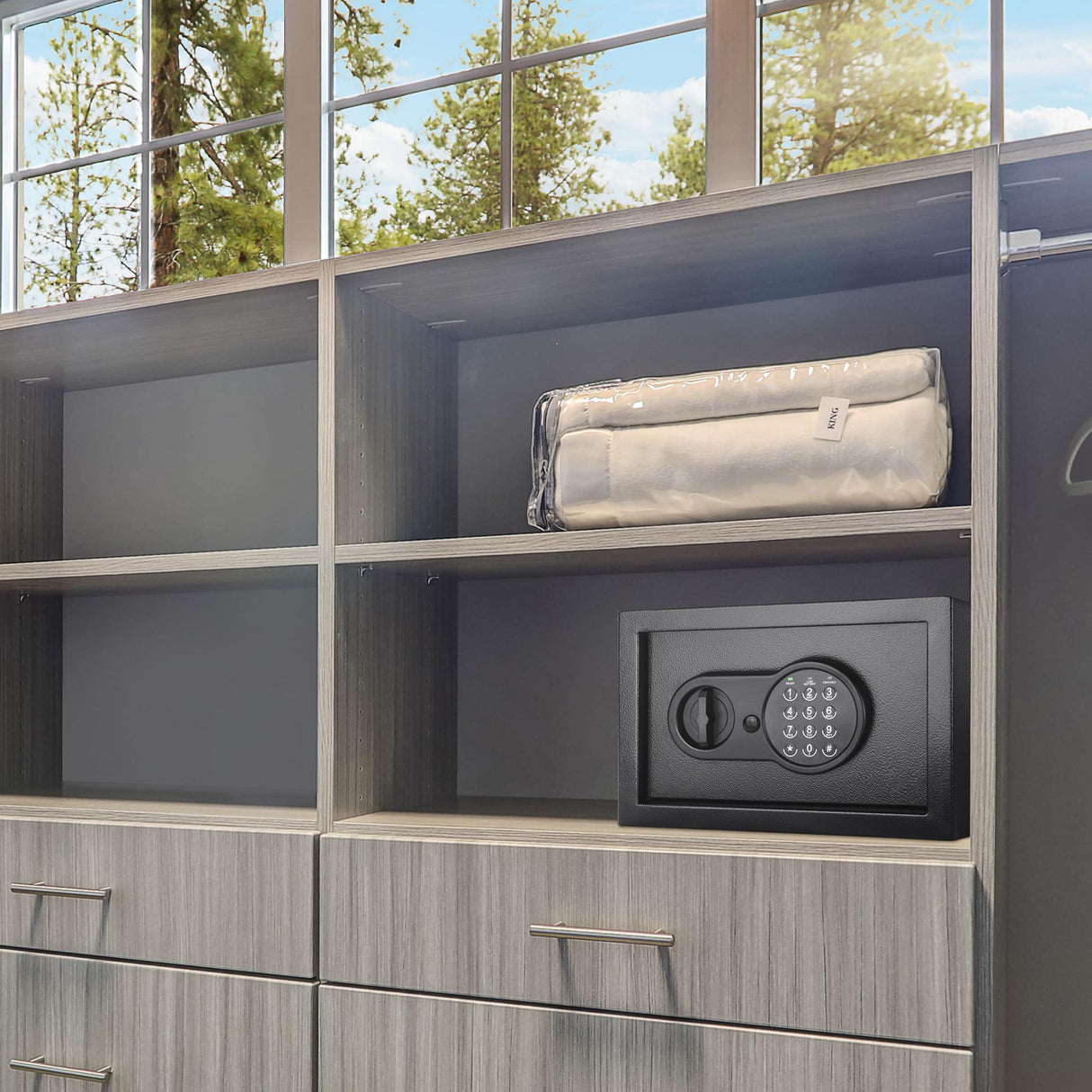 Barska Digital Keypad Home & Office Steel Security Safe Lock Box with Deadbolts - 0.36 Cu Ft Compact BARSKA