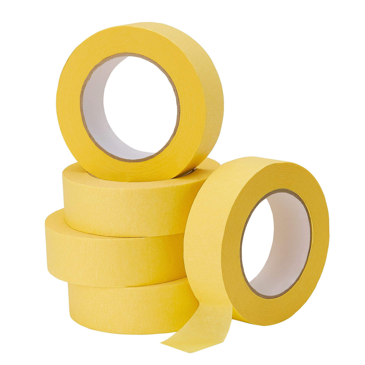Lichamp 5-Pack Automotive Refinish Masking Tape Yellow 36mm x 55m, Cars Vehicles Auto Body Paint Tape, Automotive Painters Tape Bulk Set 1.4-inch x 180-foot x 5 Rolls Lichamp