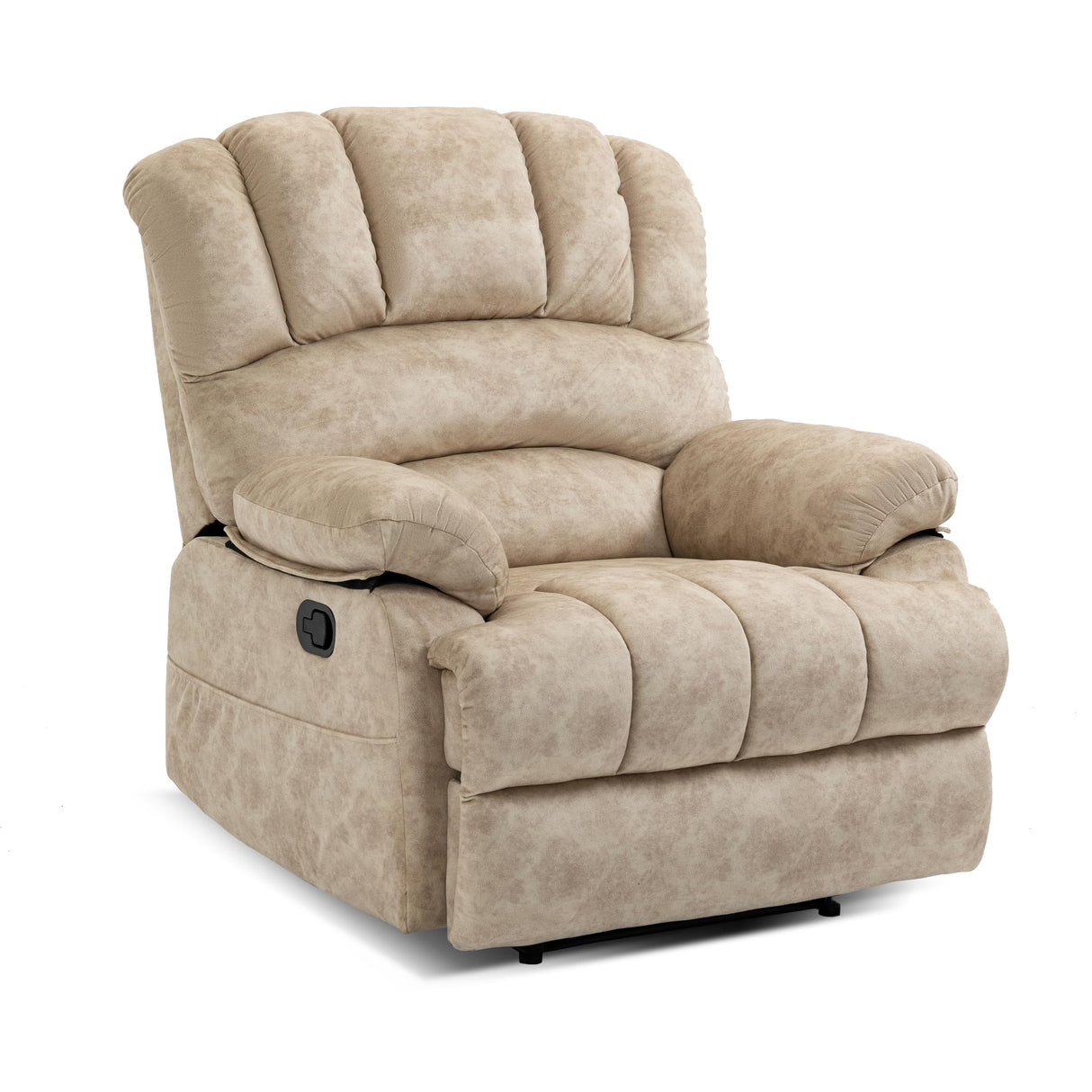 Luxlen Large Manual Recliner Chair,Soft Fabric Push Back Recliner with Overstuffed Armrest and Backrest, Living Room Single Sofa Recliners,Beige Luxlen