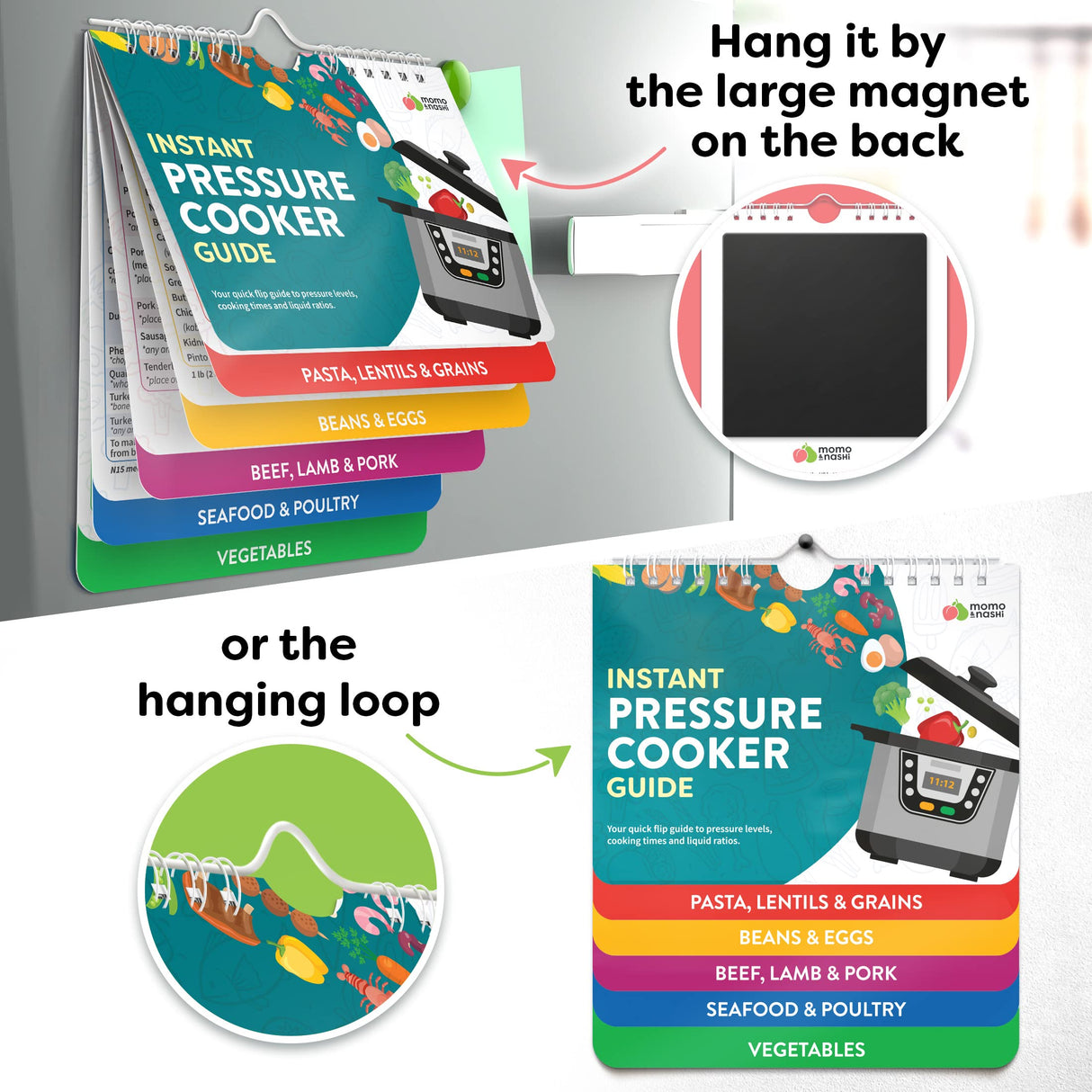 Instant Pot Magnetic Cheat Sheet Magnet - Instant Pot Accessories - Cookbooks Pressure Cooker Cooking Guide - 7”x 6” Instapot Booklet - Instantpot Cooking - Kitchen Gifts For Women - Kitchen Gadgets Momo & Nashi