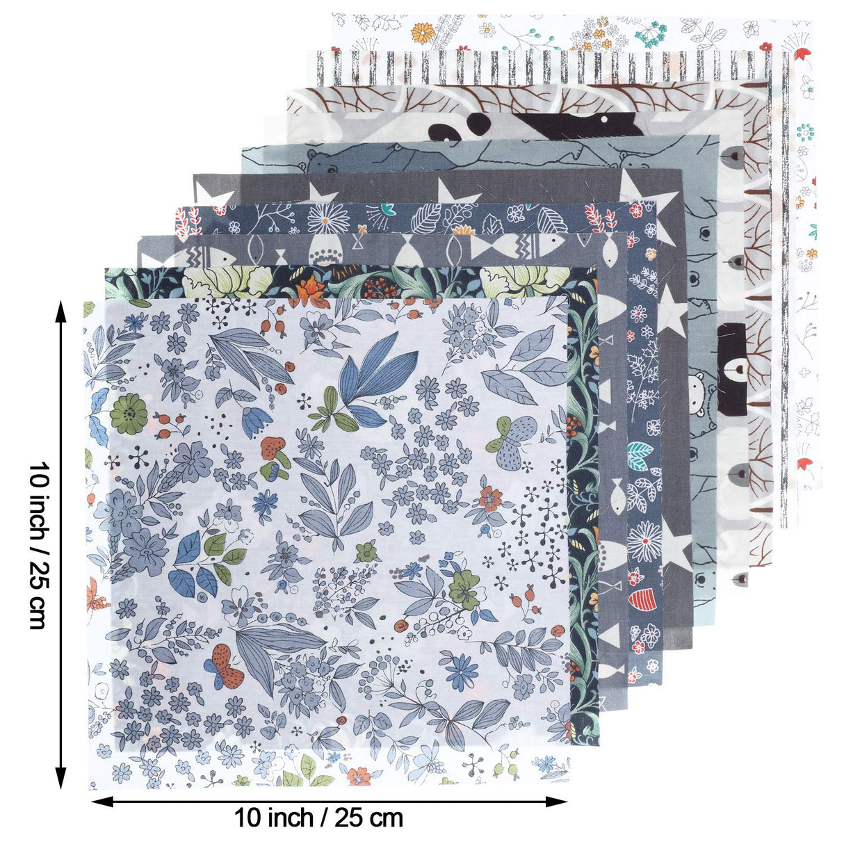 30 Pieces 10 x 10 Inches Fabric Printed Bundle Squares Floral Fabric Patchwork Sewing Quilting Bundles Assorted Pattern Cloth for DIY Scrapbook Craft Making Tatuo