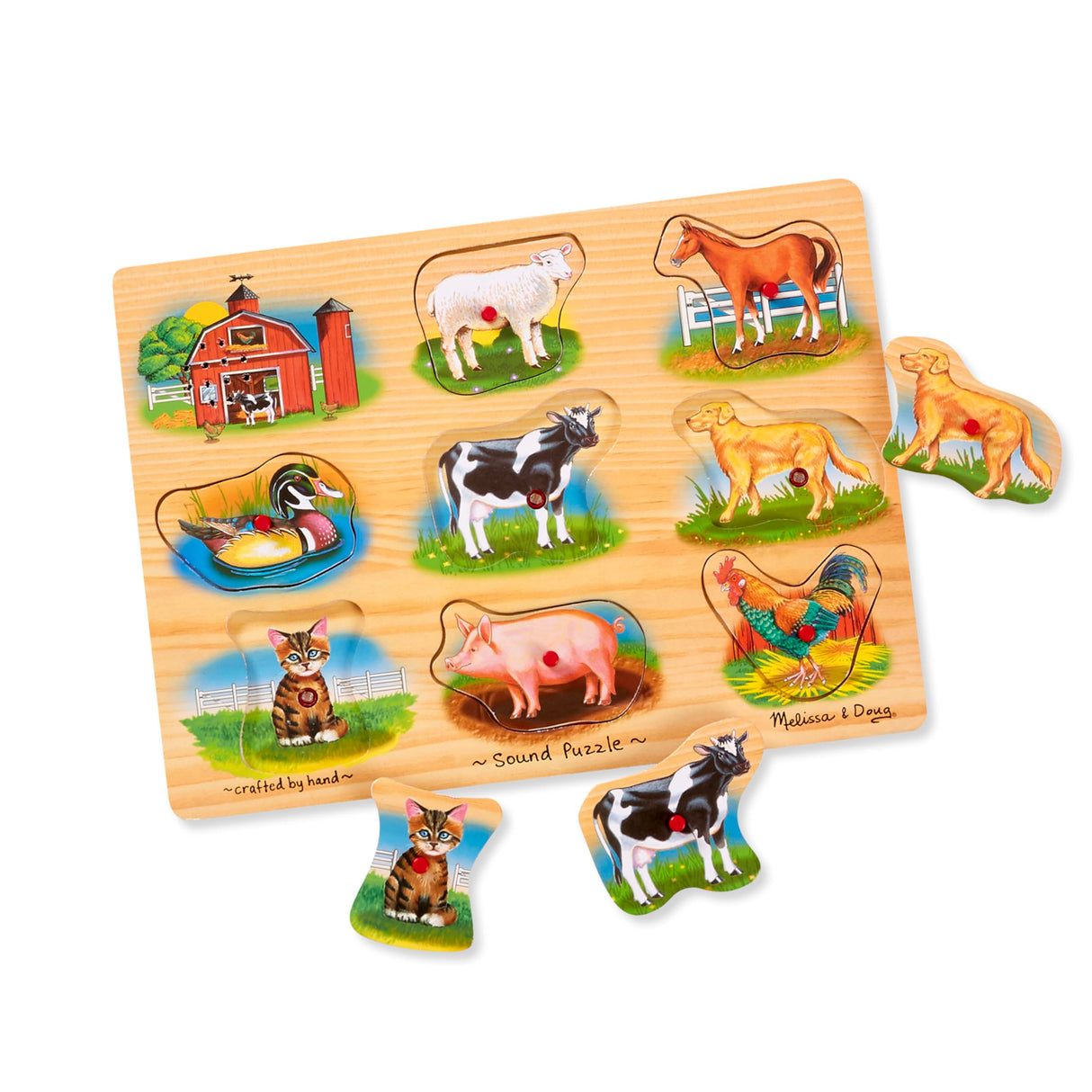 Melissa & Doug Farm Sound Puzzle - Wooden Peg Puzzle With Sound Effects (9 pcs) Melissa & Doug