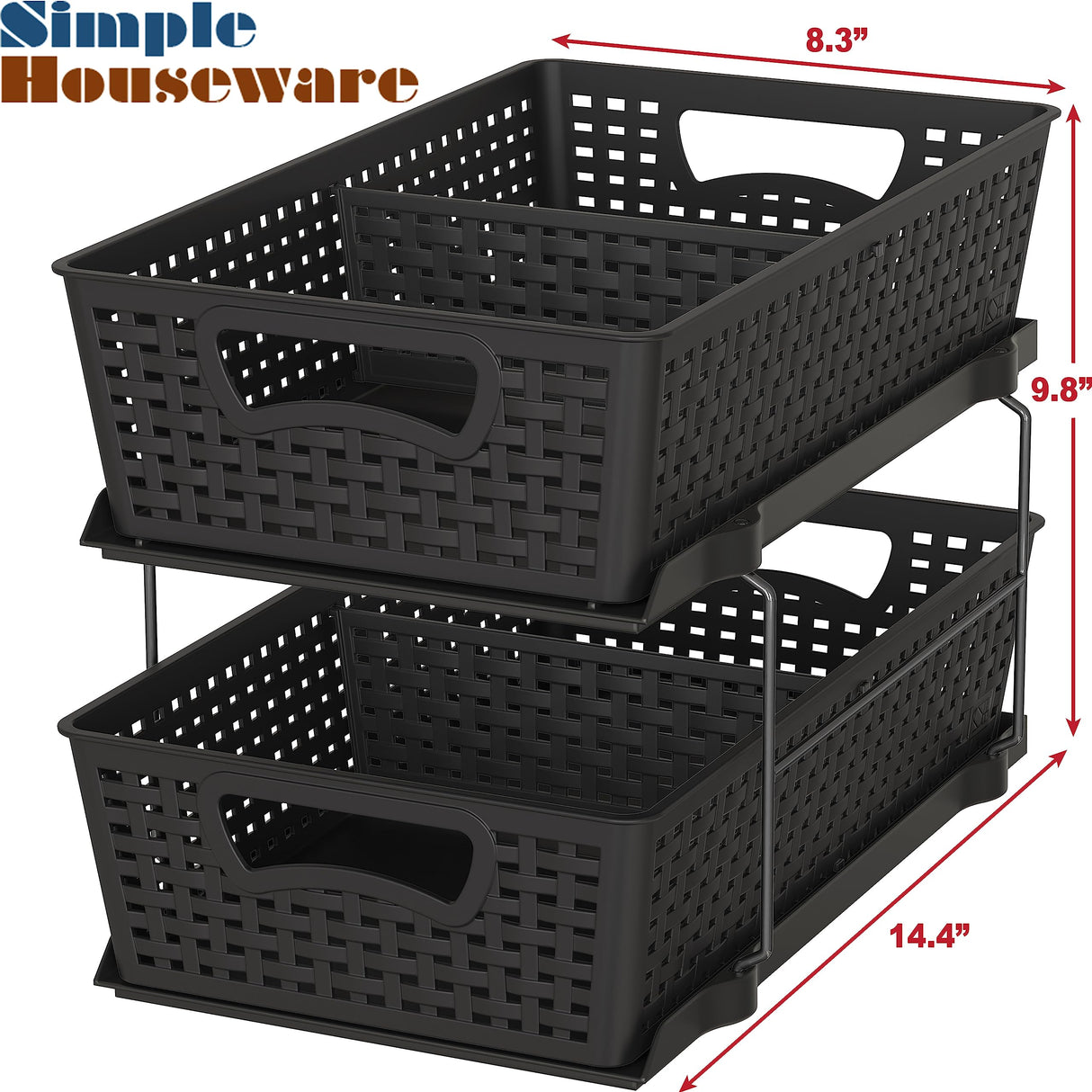 Simple Houseware 2 Tier Bathroom Organizer Tray Pull-Out Sliding Drawer/Under-Sink Storage, Black Simple Houseware