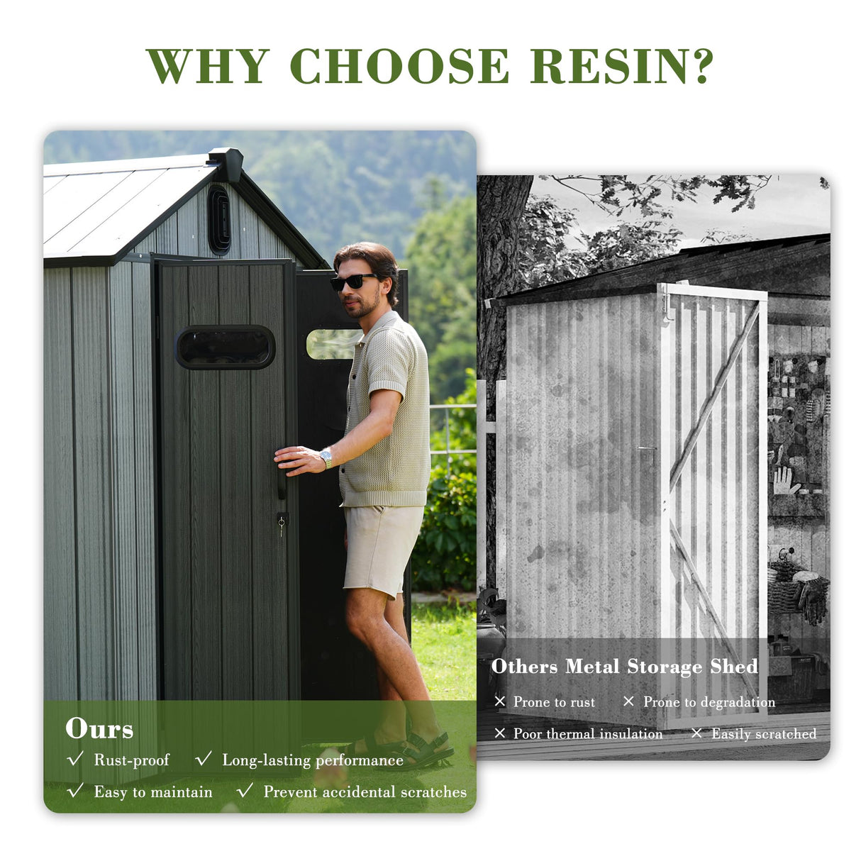 Domi 8x10FT Outdoor Resin Storage Shed with Transparent Windows & Louvered Vents, Plastic Tool Shed with Double Lockable Doors & Gable Roof, Outside Garden Shed for Backyard, Patio, Lawn, Grey domi outdoor living