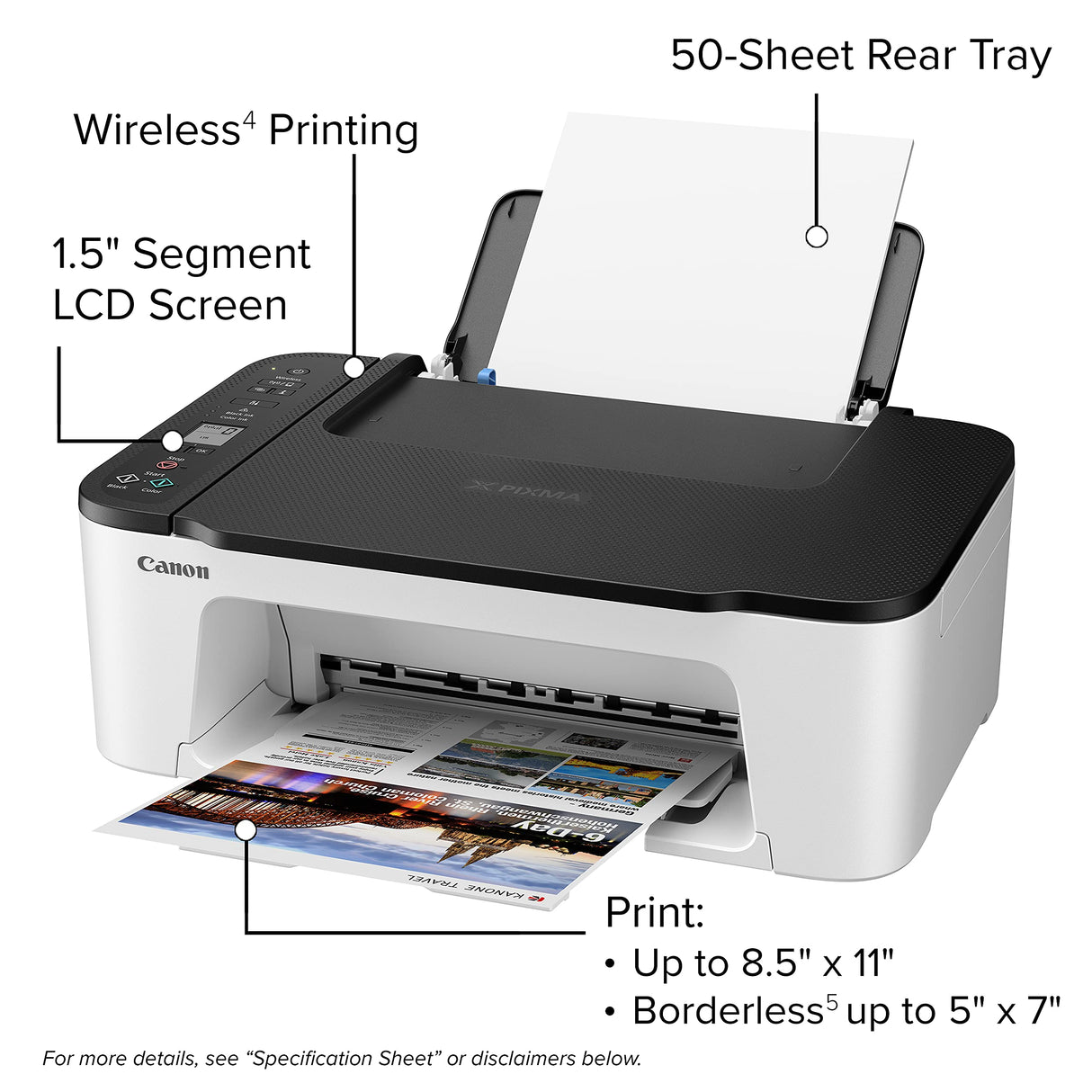 Canon PIXMA 3522 Series All-in-One Color Inkjet Printer I Print Copy Scan I Mobile Printing I Wireless I 1.5" Segment LCD I 50 Sheets Paper Tray I 4800 x 1200 dpi, Printer Cable Canon