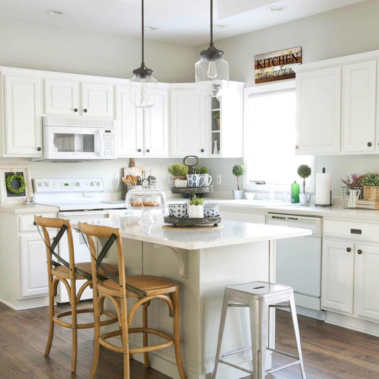 Farmhouse Kitchen Signs Wall Decor Funny Kitchen Wall Art-Kitchen is The Heart of The Home-Sunflower Themed Printed Large Wood Signs Kitchen Wall Decor Home Decorations 16" x 8" SAC SMARTEN ARTS