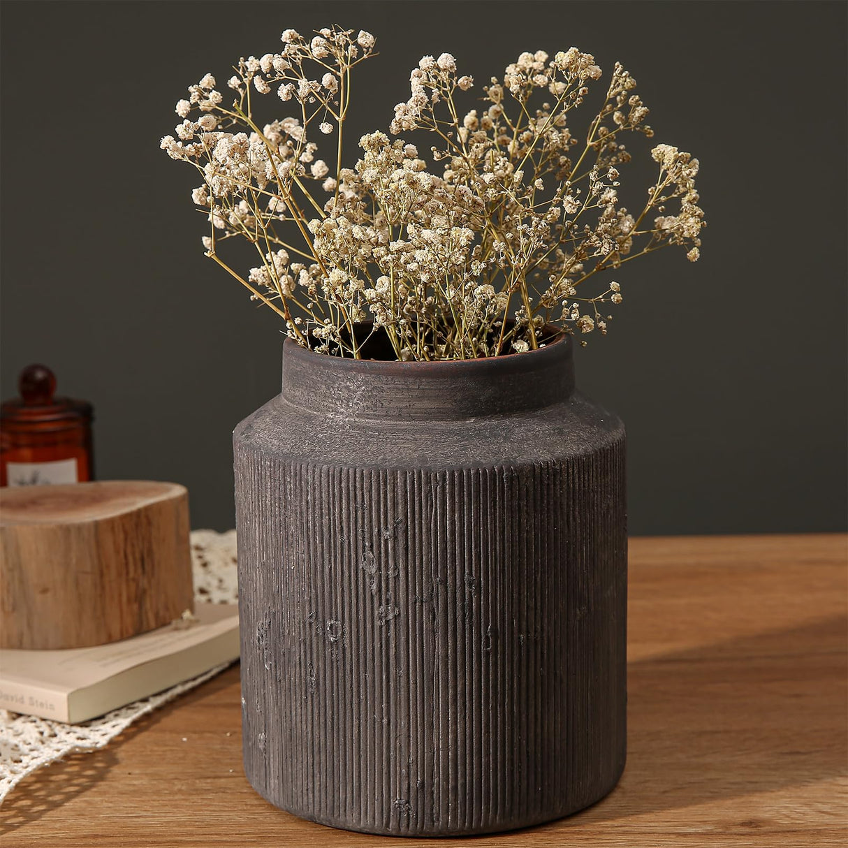 Rustic Vases for Home Decor. Ceramic Vase for Dining Table Decor. Terracotta Decorative Vase 6.1IN. ZSHLXM ZSHLXM