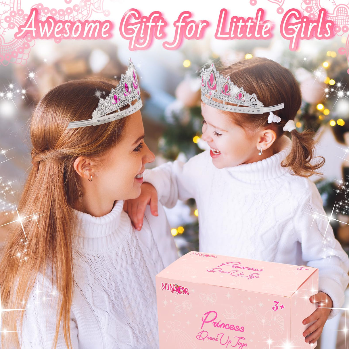 NINAOR Princess Crown Party Favors, 16Pcs Princess Dress Up Tiaras for Birthday Girl Cosplay Accessories, Princess Pretend Play Jewelry Party Supplies NINAOR