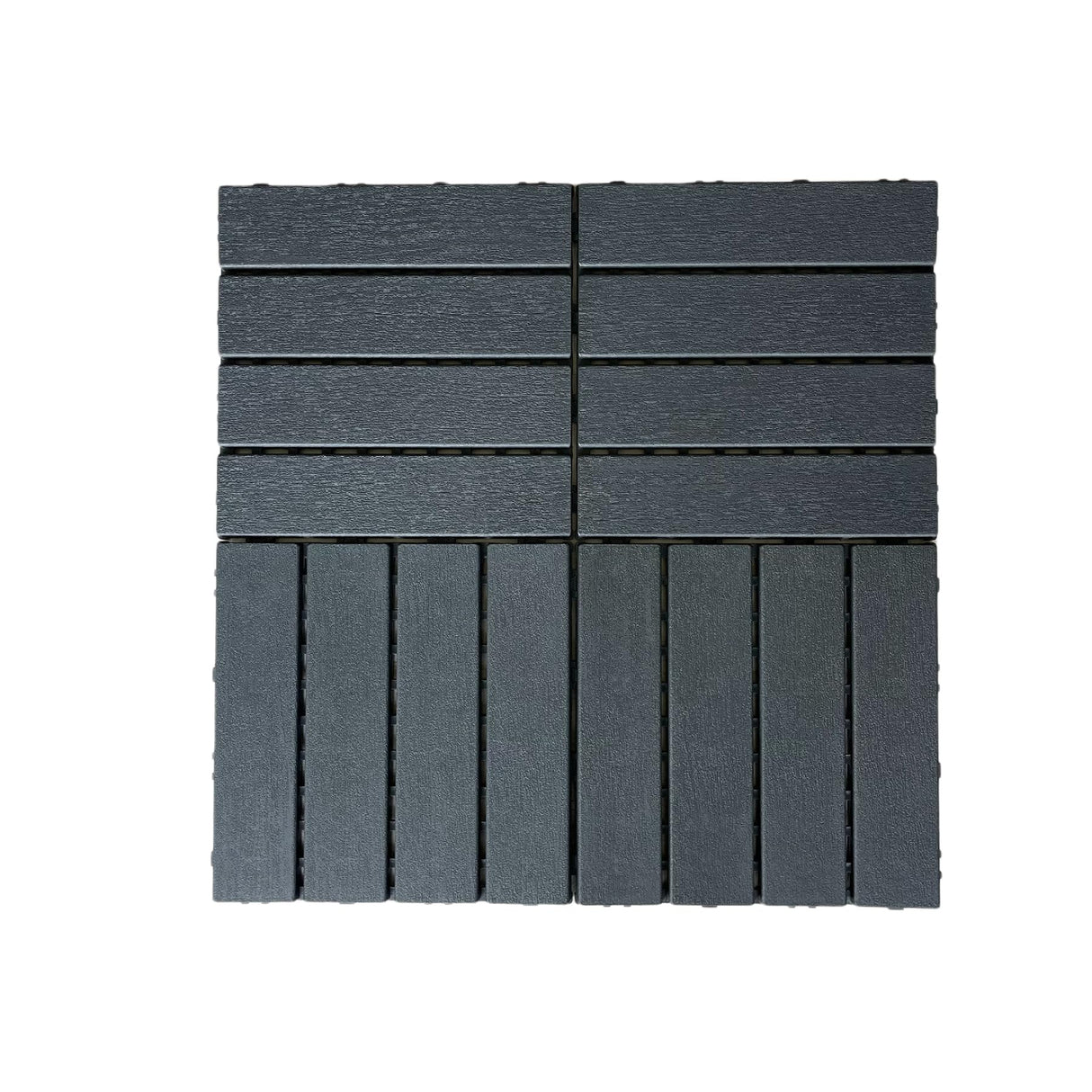 44 Pack Interlocking Deck Tiles, 12"x12"x0.8" Plastic Patio Flooring Outdoor Waterproof, All Weather Use for Balcony Porch Backyard Poolside(Dark Grey,Stripe) Xinghanzhenxuan