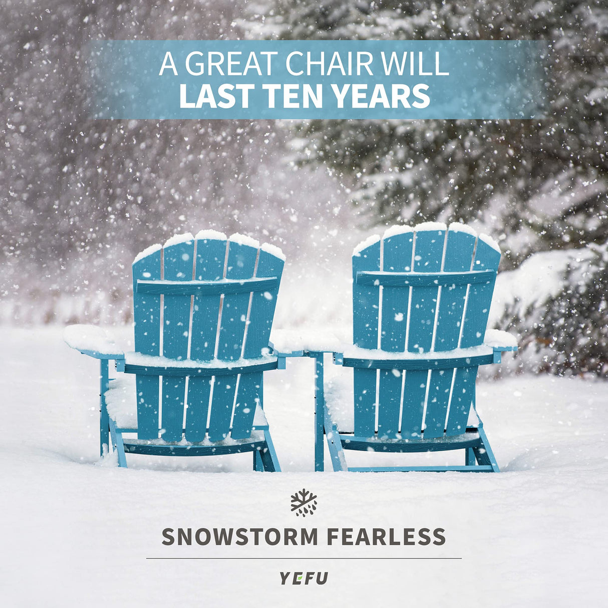 YEFU Adirondack Chair Plastic Weather Resistant, Patio Chairs, Looks Exactly Like Real Wood, Widely Used in Outdoor, Fire Pit, Deck, Outside, Garden, Campfire(Blue) YEFU