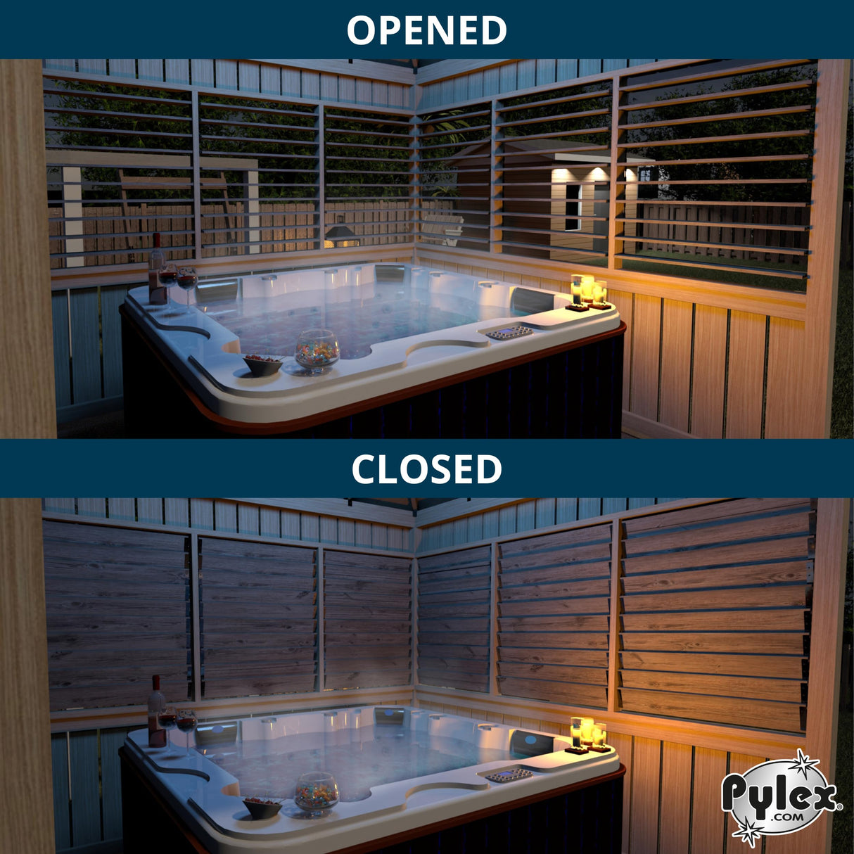 Pylex Deck Sunblind System 11060, Louvers Bracket Shutter Hardware Kit, Up to 11 Boards (48'') - Black Steel Baked Powder Coating Brackets Pylex