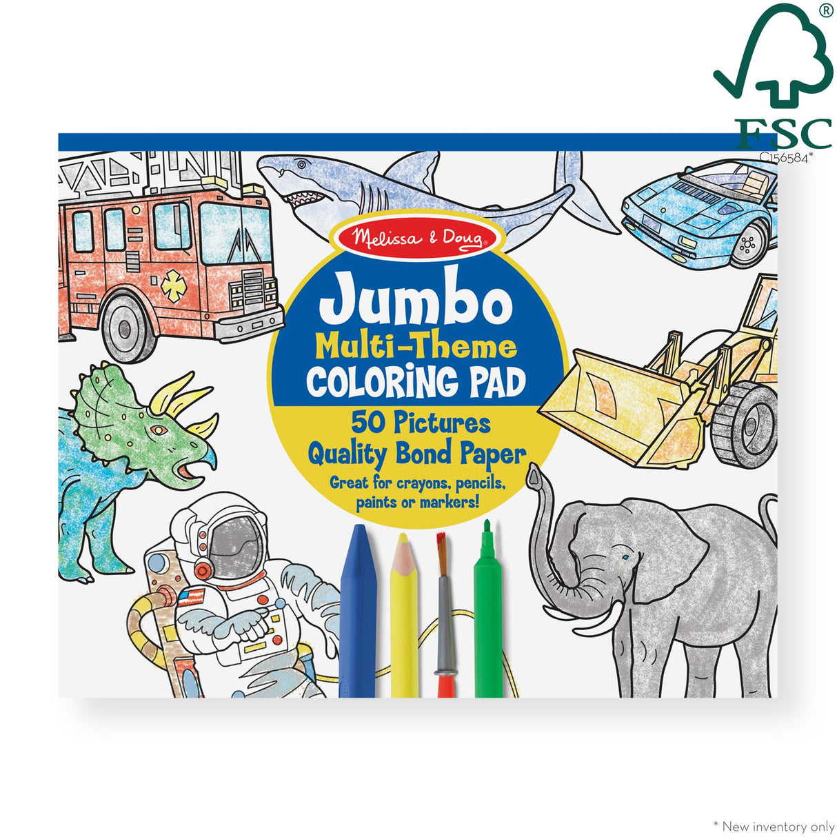 Melissa & Doug Jumbo 50-Page Kids' Coloring Pads 3-Pack - Animals, Vehicles, and Multi-Themed - FSC Certified Melissa & Doug