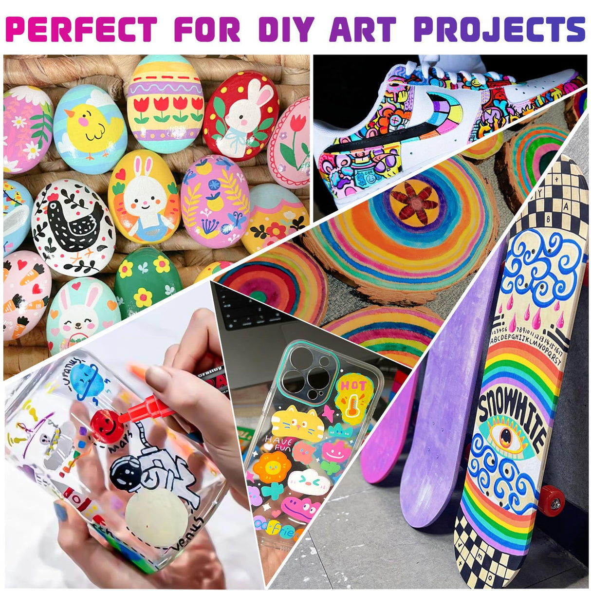 Craiiby Pink Paint Pens Paint Markers - 12 Pack Permanent Acrylic Quick Dry Waterproof Marker Pens for Rocks Wood Fabric Plastic Canvas Glass Mugs Metal Tire Stone Craiiby