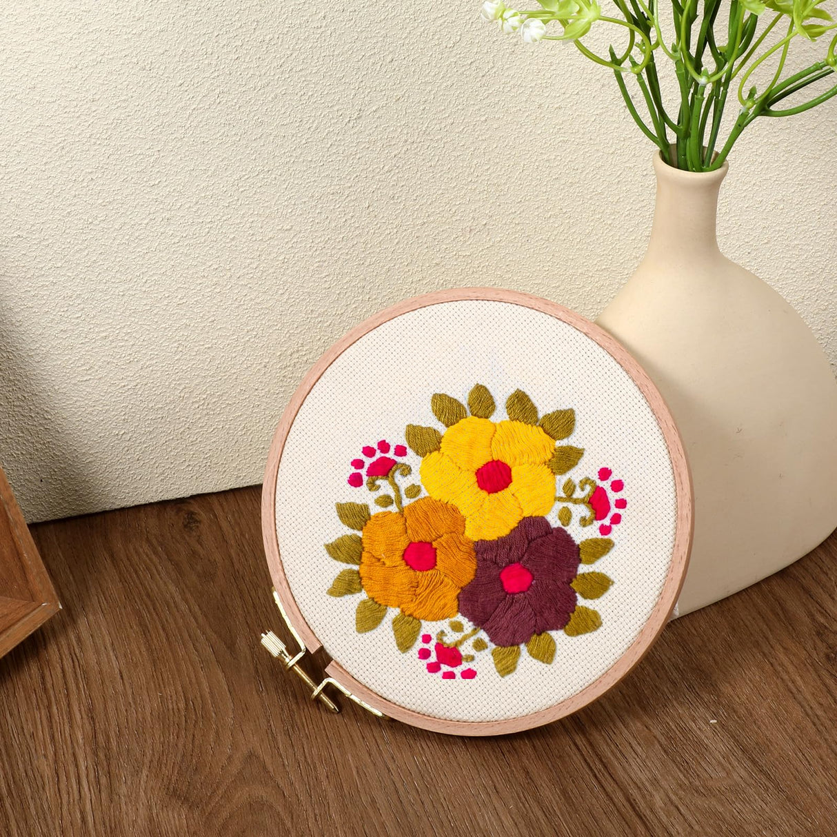 2 Pack 6 Inch Wood Embroidery Hoop, Cross Stitch Hoops Ring, Cross Stitch Supplies Beech Wooden Embroidery Frames for Art Craft Sewing, DIY Decoration EupHHonycs