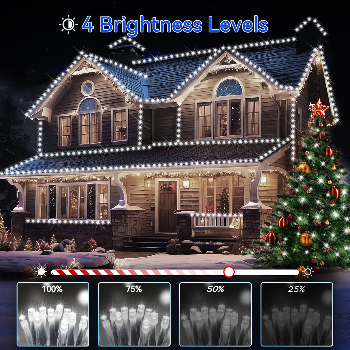 Hezbjiti 1000 LED 403 FT Christmas String Lights Outdoor, 8 Lighting Modes IP44 Waterproof Fairy Lights with Timer and Dimmable Function for Home Party Tree Decorations (Cold White, Clear Wire) Hezbjiti