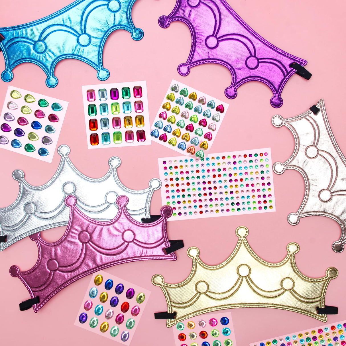 Hoedia 25PCS Foam Princess Crowns and Tiaras for Birthday Party Favors Hats, DIY Prince Crown Kit Paper Tiara with Crystal Diamond Sticker Hoedia