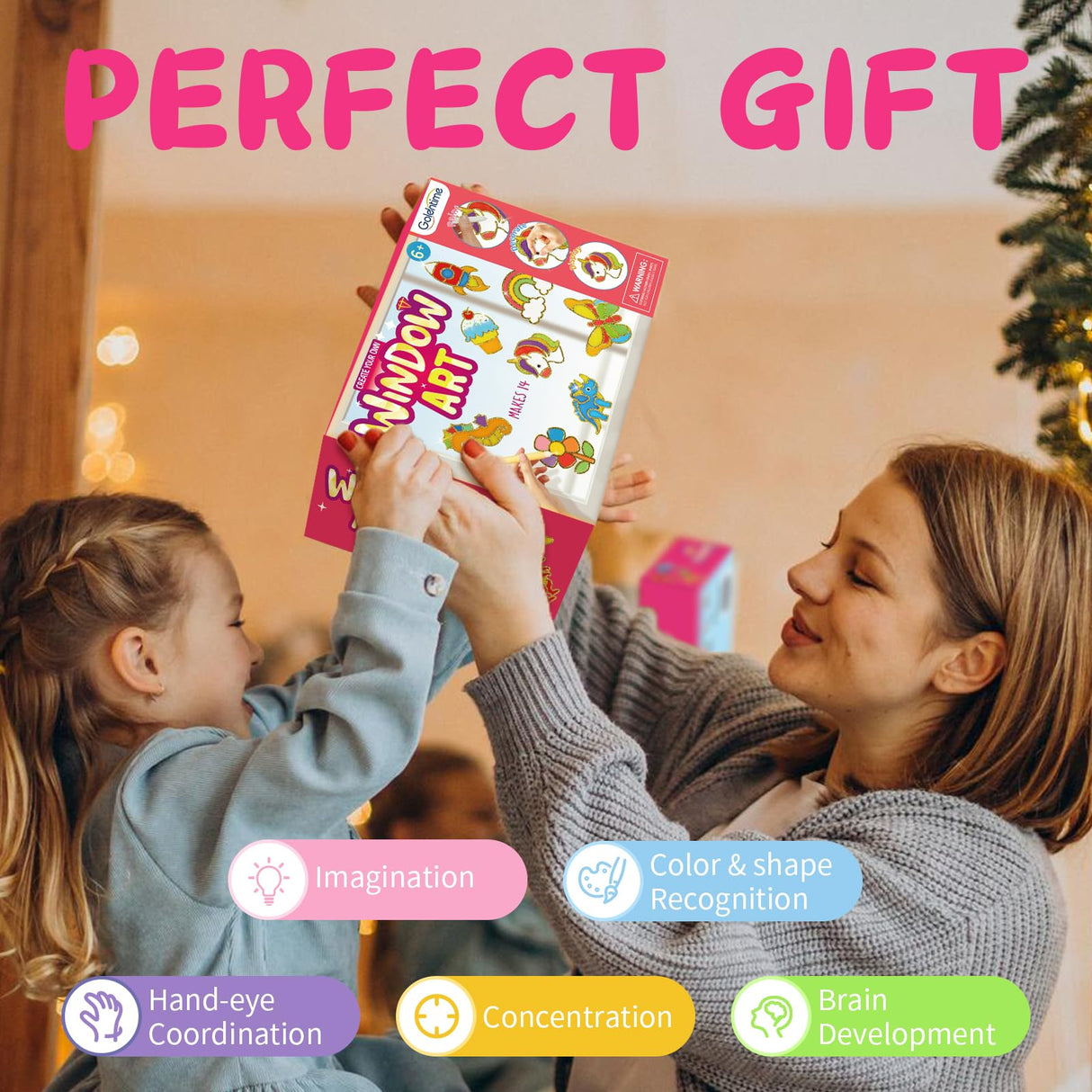 goldentime Create Your Own Fun Window Art Kit for Kids Ages 6+ Including 14 DIY Suncatchers with 10 Window Paints, Glitter & Googly Eyes âPerfect Kids Window Painting Craft Kit for DIY Window Art goldentime