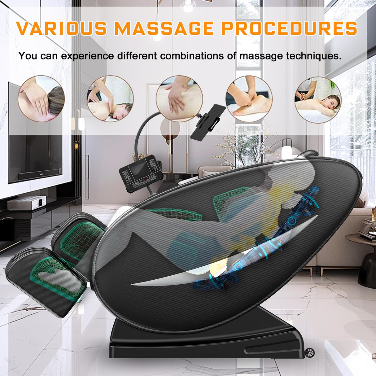 Massage Chair Full Body, Zero Gravity Massage Chair with 8 Fix Rollers, Foot Massage, Heating, Auto Modes, Full Body Airbag, Touch Screen Controller, Phone Controller, Home Massage for Back Fatigue Msutree