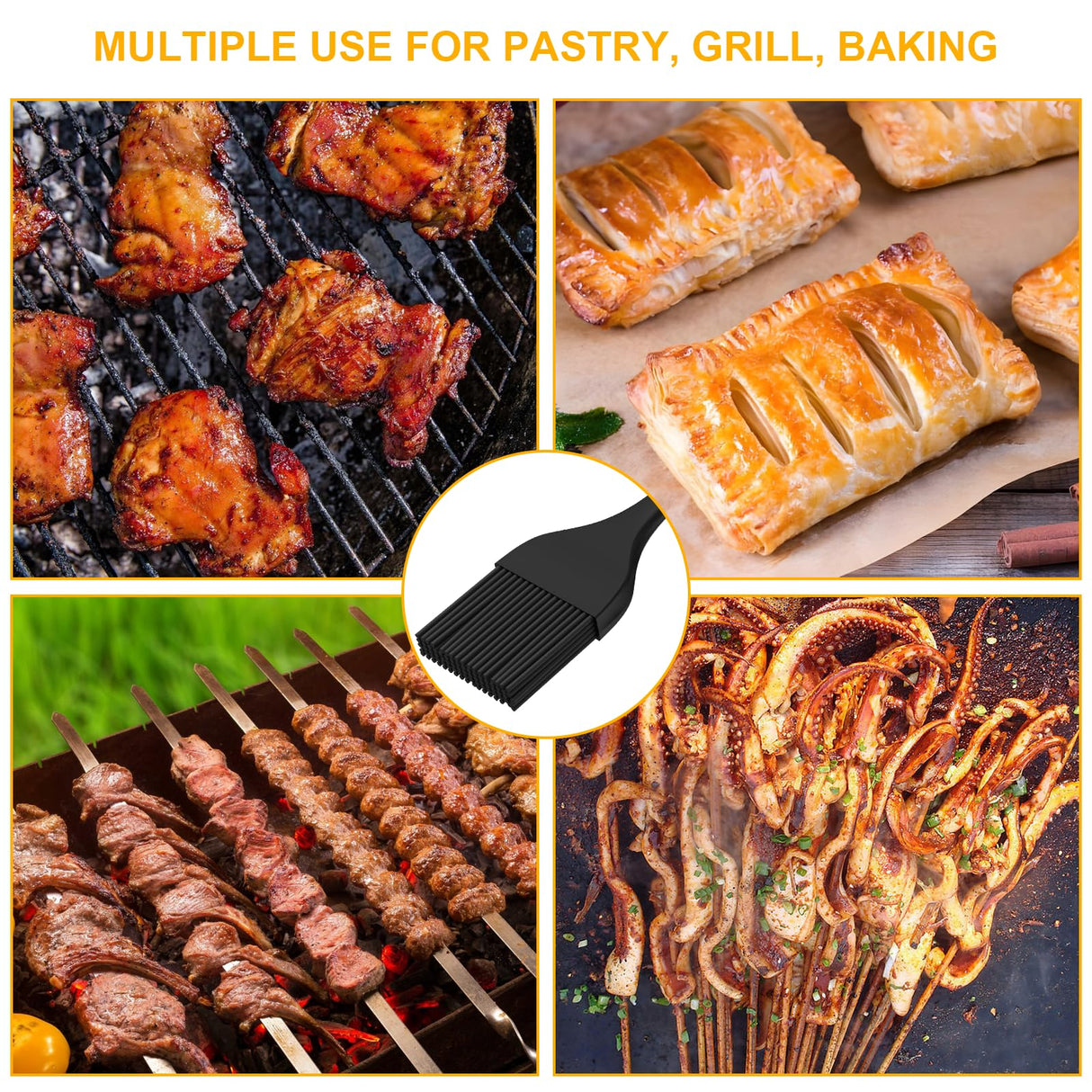 DE LINKAGE Silicone Basting Pastry Brush, Heat Resistant Cooking Brush for Oil and Sauce. BPA Free and Dishwasher Safe (2 Pcs). WoodArtSupply