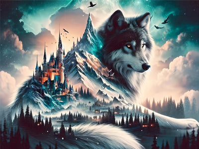 5D Diamond Art Kits for Adults Wolf Diamond Painting Kits for Adults Beginners, DIY Paint With Diamond Gem Art Dots Painting Kits Animal Wolf for Decor Home Walls Decor and Holiday Gifts 16x12n