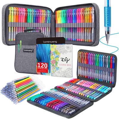 240 Pack Set 120 Colored Gel Pen with 120 Refills, Fine Tip Glitter Gel pens for Kids Adults Coloring Books Drawing Crafts Scrapbooks Bullet Journaling