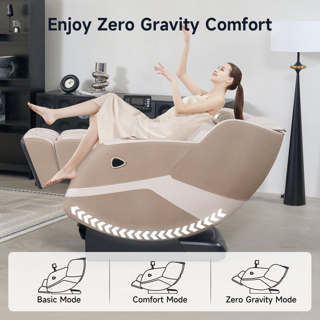 Real Relax 4D Massage Chair Full Body, Zero Gravity Recliner with 16 Auto Modes, Thai Stretch, Body Scan, Bluetooth Speaker, Heating, Foot Massage and Shortcut Button, PS5100 Khaki Real Relax