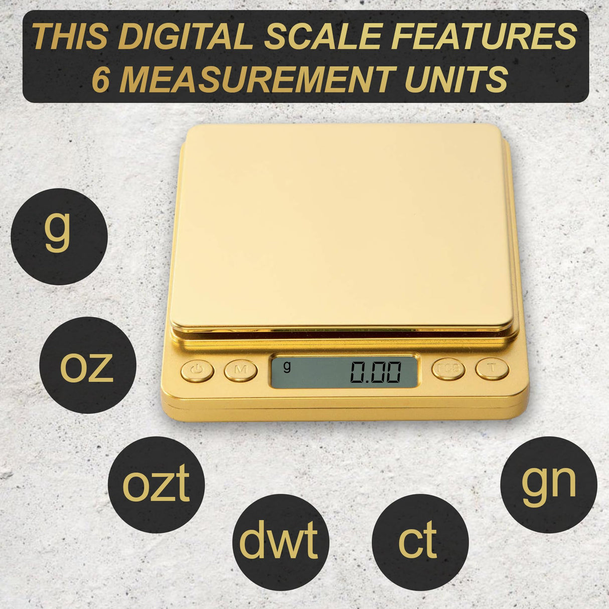 Street Kingz Gold Digital Jewelry Scale - High Precision 1000g Capacity Portable Food Scale with Multi- Unit Conversion & Piece Counting - Mini Scale Includes 2 Weighing Bowls Street Kingz