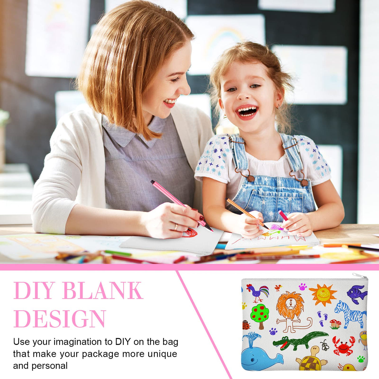 Eccliy 70 Pieces Sublimation Blank Canvas Makeup Bags Bulk Blank DIY Heat Transfer Cosmetic Makeup Bags Canvas Pen Case Pencil Bags Clear Sublimation Blank Pouch with Zipper(White,4.33 x 7.09 Inch) Eccliy