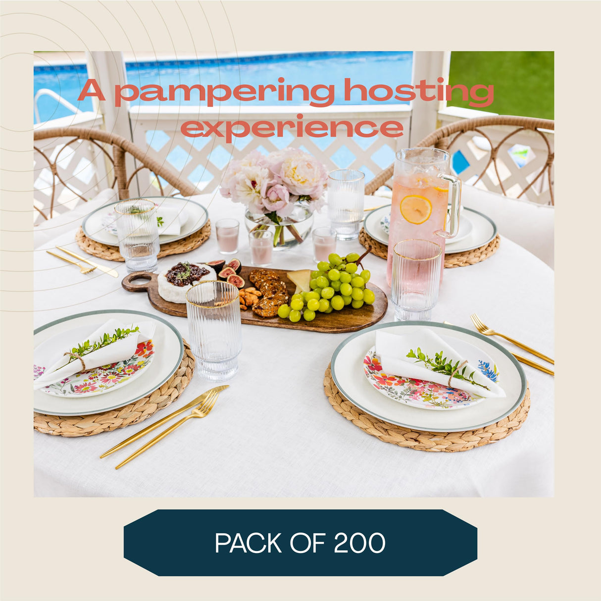 200 Linen-Feel Lunch Napkins - Disposable Cloth-Like Luncheon Paper Napkins - Soft and Absorbent Cloth-Like Napkins For Kitchen, Parties, Weddings, Dinners or Events (Pack of 200) LINTEXT