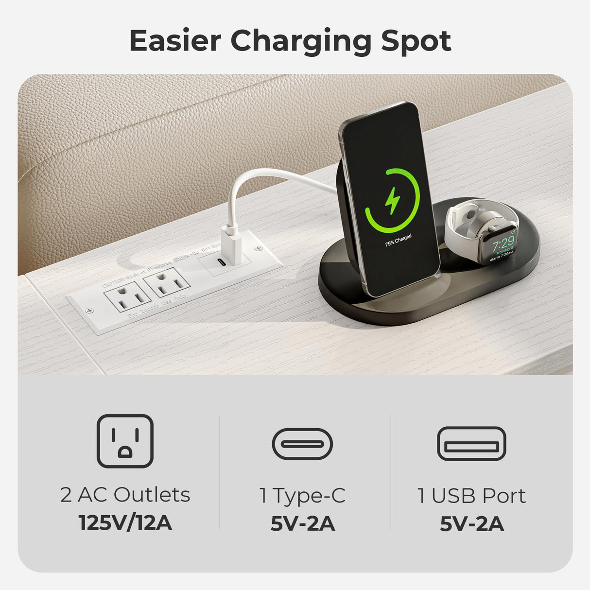 SUPERJARE 70 Inch Console Table with 2 Outlets, 1 Type-C and 1 USB Port, Extra Long Entryway Table with Metal Frame and X-Shaped Bars, Narrow Sofa Table for Living Room, Hallway, White SUPERJARE