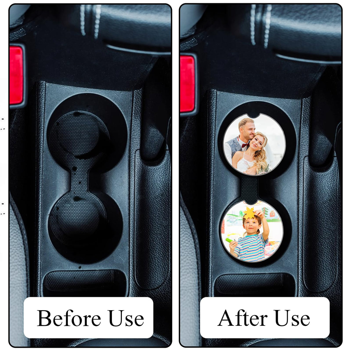 Eorbow 24 Packs Ceramic Sublimation Car Coasters, Car Blanks Cupholders with Finger Notch for Easy Removal, Absorbent Auto Cup Holders Keep Vehicle Free from Cold Drink Sweat Stain Spill Eorbow