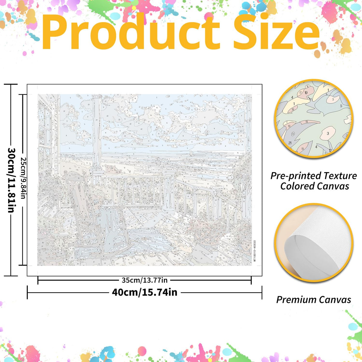 2 Pack Paint by Numbers Kit for Adults, Beach Paint by Numbers for Adults, DIY Adult Painting by Numbers Beginners on Canvas Acrylic for Home Wall Art Decor 12x16Inch (Rolled Package) Mandun