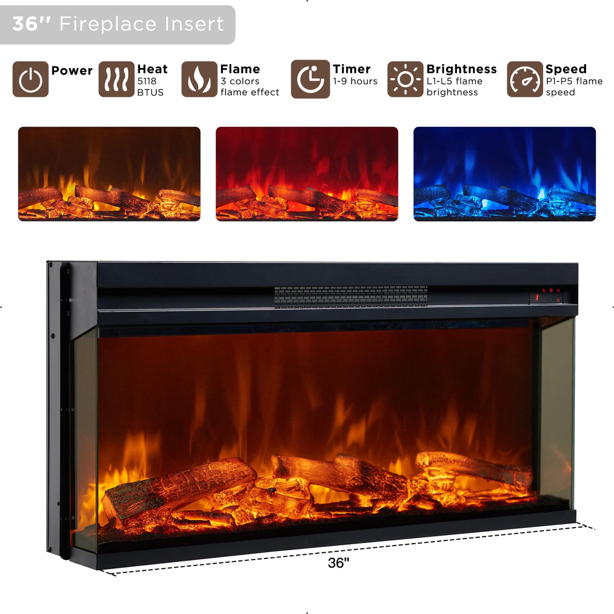 OKD 3-Sided Glass Farmhouse Fireplace TV Stand for TVs up to 80'', Highboy Entertainment Center with Glass Door Storage Cabinet, 70'' Large TV Stands with 36'' Electric Fireplace, Reclaimed Barnwood OKD