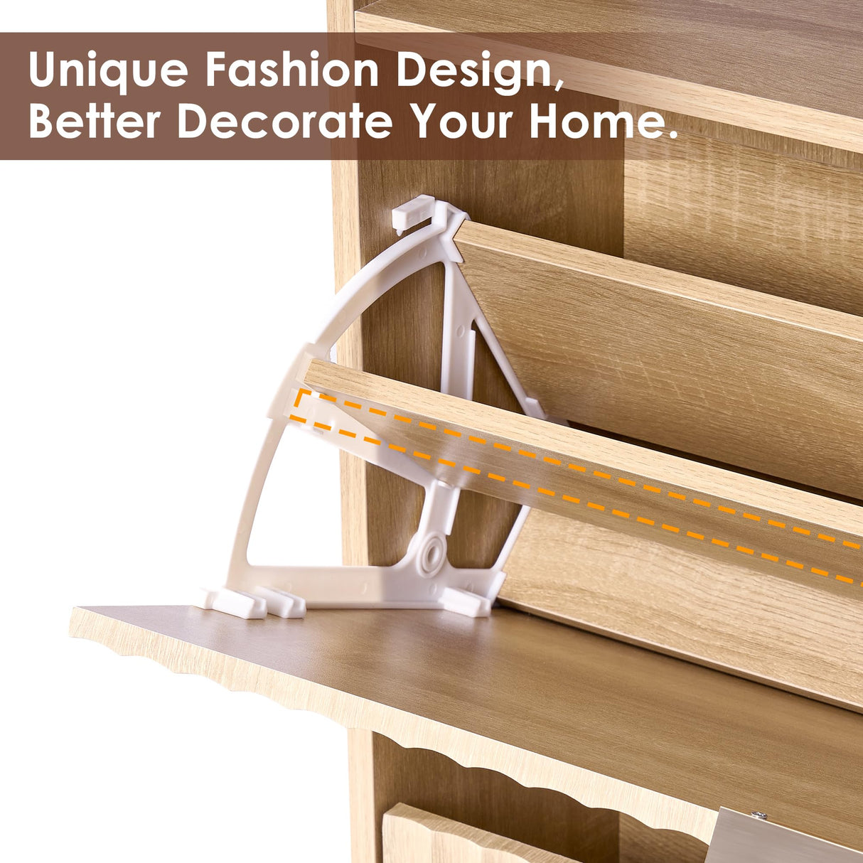 BEWISHOME Shoe Storage Cabinet for Entryway,Narrow Modern Shoe Organizer Cabinet with 2 Flip Drawers,Freestanding Fluted Shoe Organizer for Hallway,Wood,KXG04Y BEWISHOME