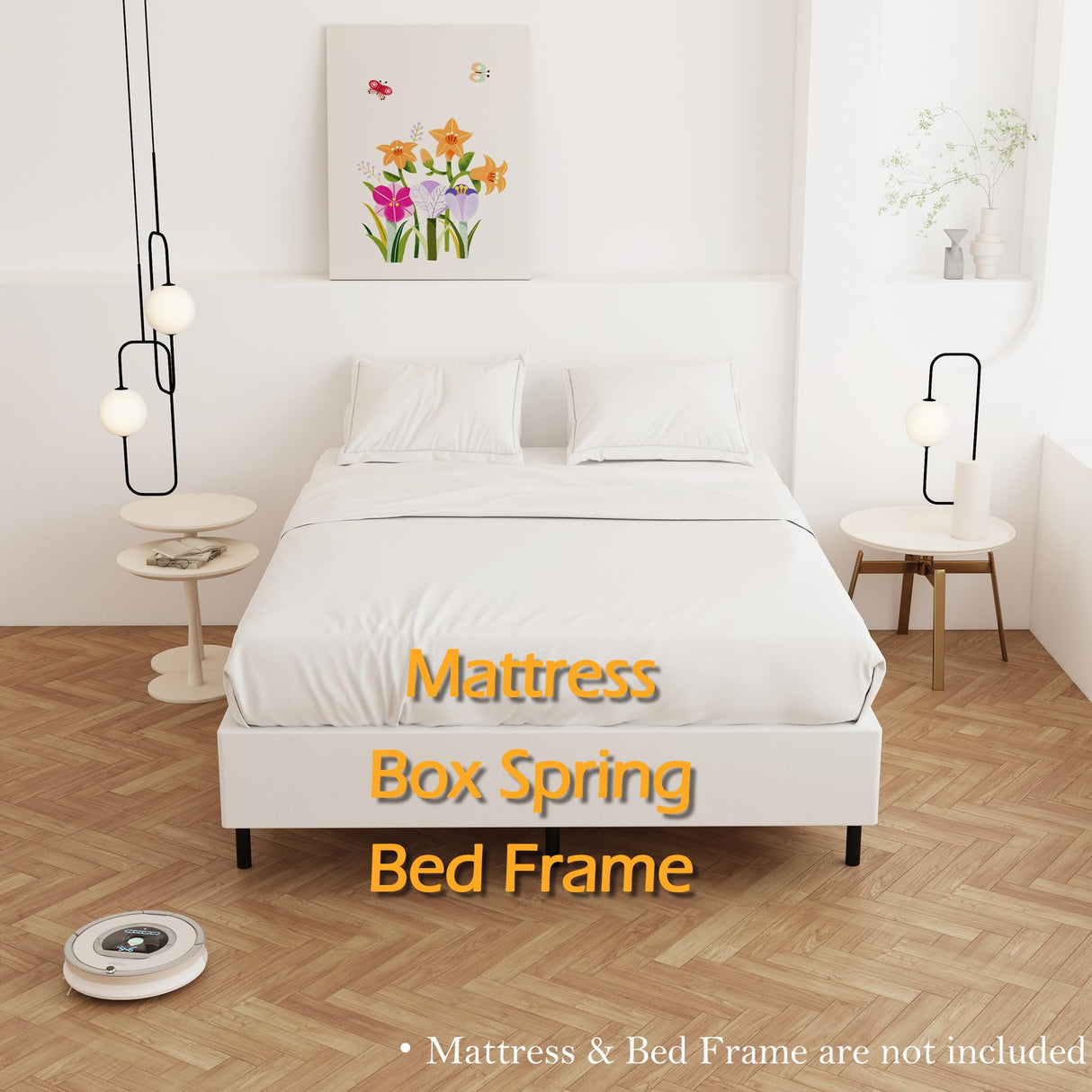 Maenizi 9 Inch Box Spring for Queen Bed, Heavy Duty Metal Box Spring Bed Base with Fabric Cover, Mattress Foundation, Easy Assembly, Noise Free, Black Maenizi