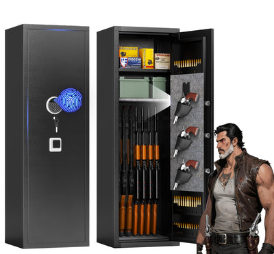 12-15 Fingerprint Gun Safe for Rifles and Pistols,No Assembly Required,Gun Safes for Rifle and Password Lock, Gun Cabinet for Home with Adjustable Shelves