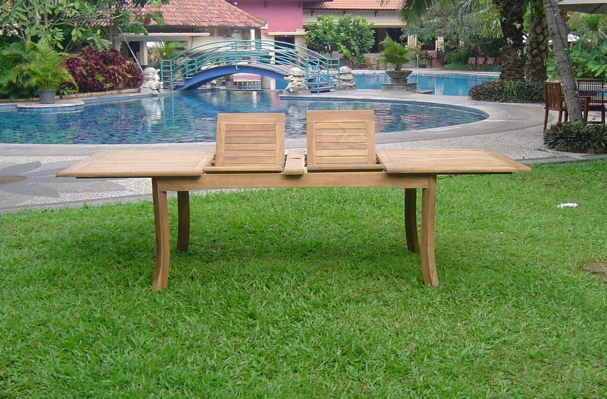 WholesaleTeak New 11 Pc Luxurious Grade-A Teak Dining Set - Large 117" Rectangle Table and 10 Stacking Arbor Arm Chairs #WHDSABn WholesaleTeak
