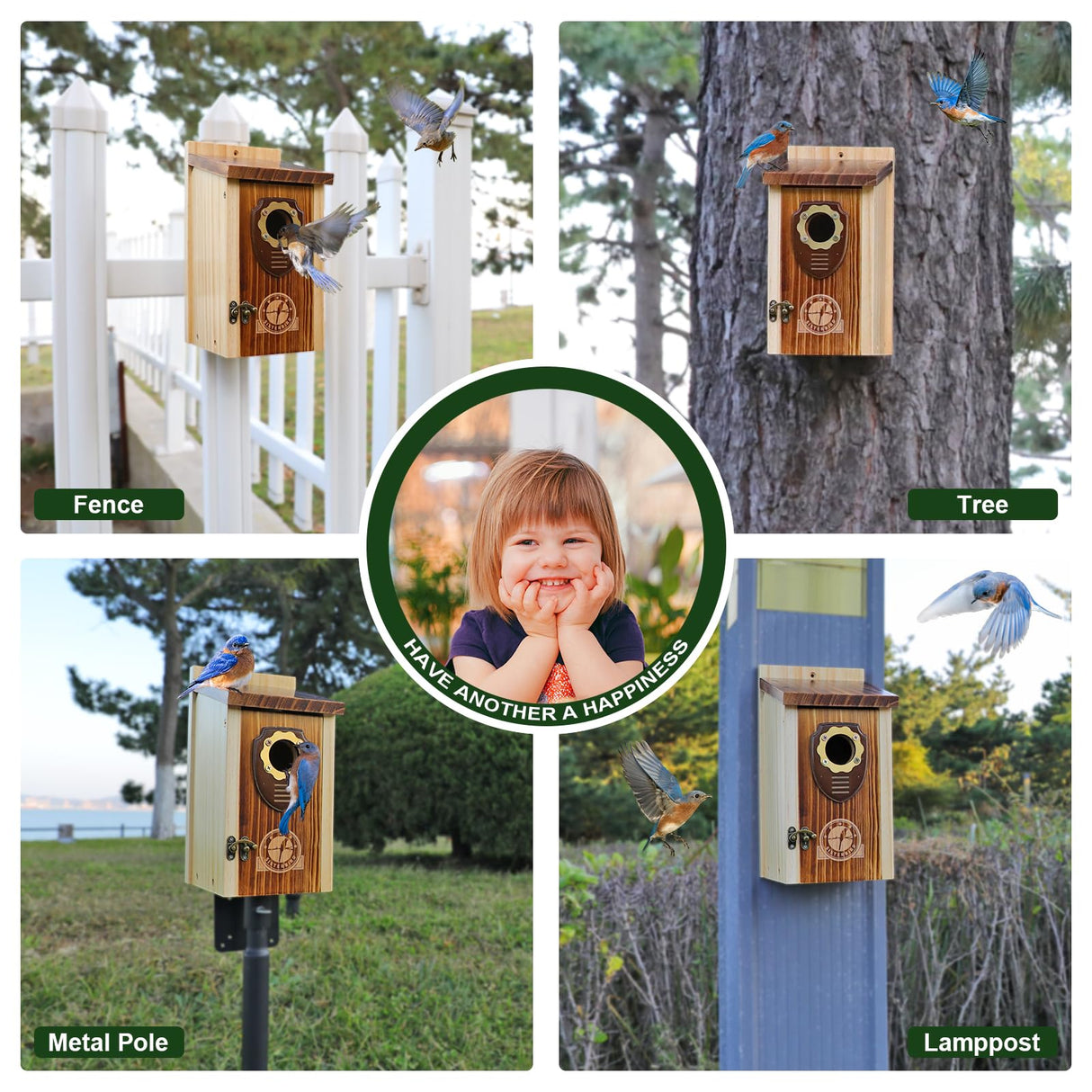 SISTERBIRD Bird Houses for Outside, Premium Wooden Bluebird Houses for Outside, Assembly Birdhouses for Outdoors, Weatherproof Bird House, Bluebird Finch Swallow Wren Chickadee SISTERBIRD