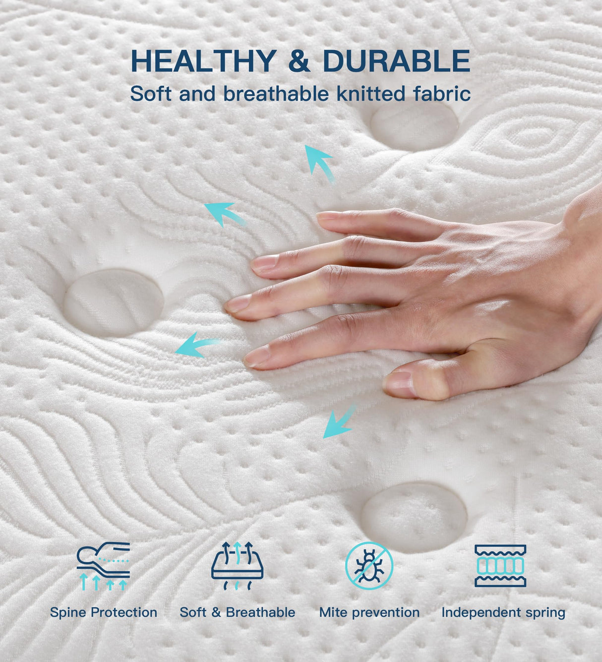 Konuzu Queen Mattress,12 Inch Queen Size Mattresses Memory Foam Hybrid White Mattress in a Box,with Provide Support and Improve Sleep Mattresses,Medium Firm Konuzu