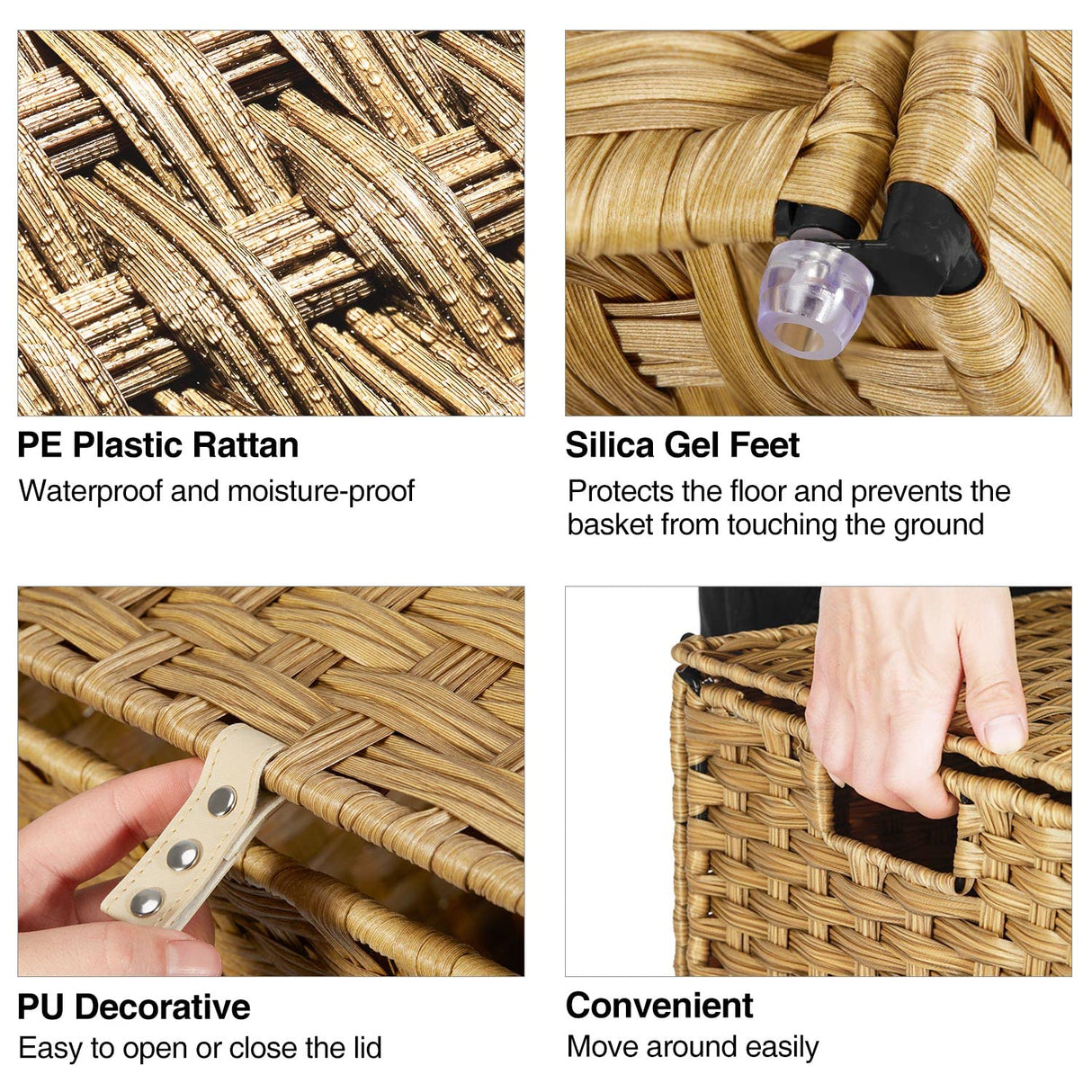 GREENSTELL Storage Basket with Lid, Handwoven Blanket Storage Basket with Cotton Liner and Metal Frame, Foldable & Easy to Install, Shelf Basket with Handle for Bedroom, Laundry Room Natural 105L GREENSTELL