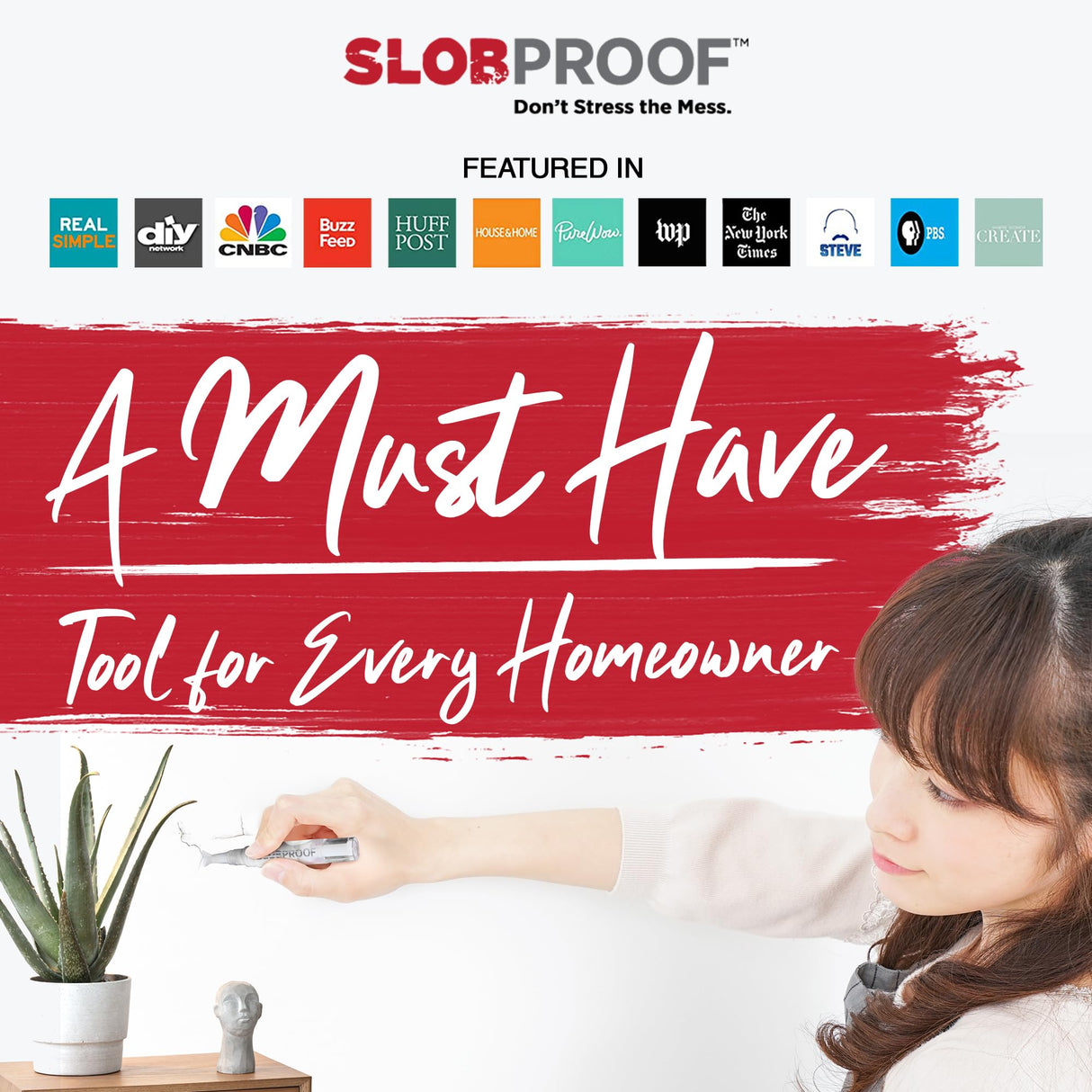 Slobproof Touch-Up Paint Pen - Refillable Paint Brush Pens - Touch-Up Paint Pens for Walls, Window, Wood - Fillable Paint Pens w/ Any Paint Types (Fill with Own Paint for a Precise Match), 5-in-1 Pack Slobproof