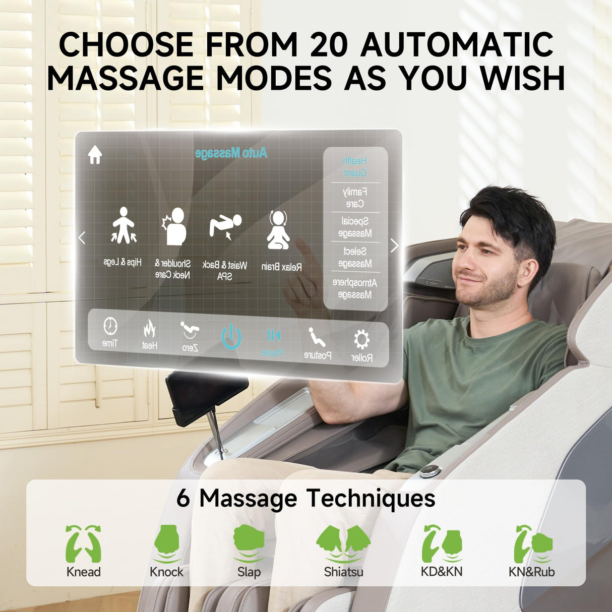 Real Relax 4D Massage Chair Full Body, Zero Gravity Recliner with Negative Ion Purification, Aromatherapy, 20 Auto Modes, Yoga Stretching, Touch Screen, Foot Rollers, Wireless Charger, PS5200 Brown Real Relax